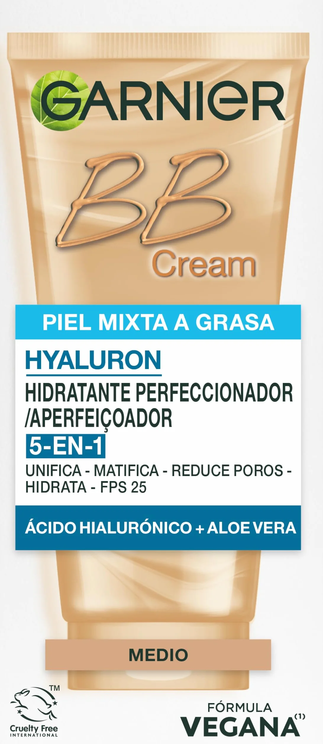 Garnier Bb Cream Matificante Spf 25 Ácido Hialurónico 50 Ml Tono Medio