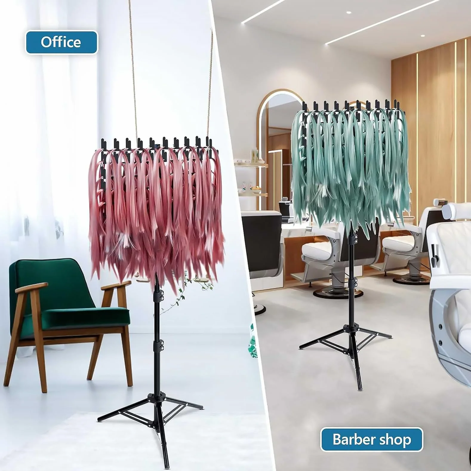 Soporte para extensiones de cabello de 144 pines, con 6 pinzas y 2 peines, soporte para extensiones de pelo para extensiones de pelo, altura ajustable y plegable, soporte para extensiones de