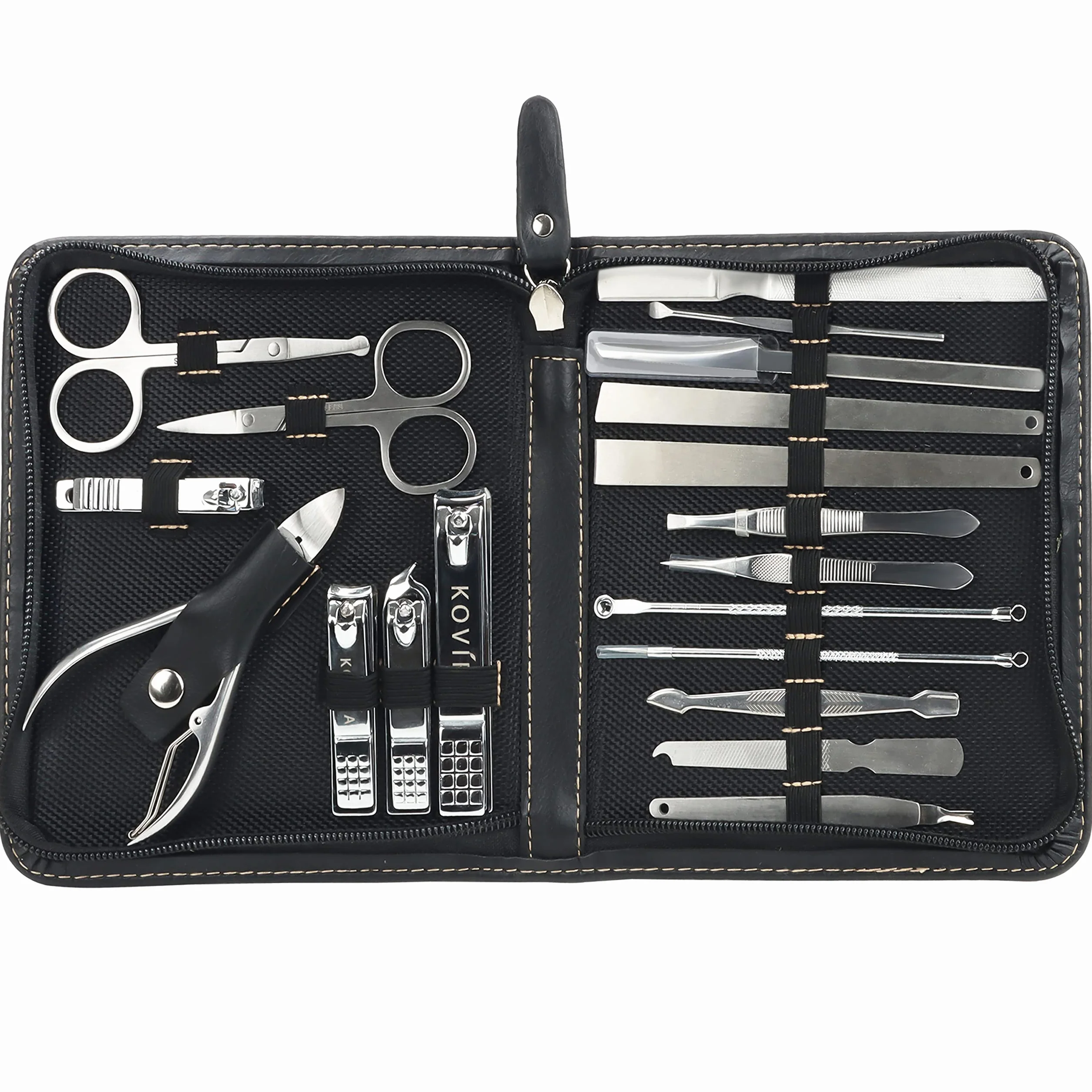 Set de Manicura Pedicura 19 Piezas Acero Inoxidable Cortauñas Estuche Lujo