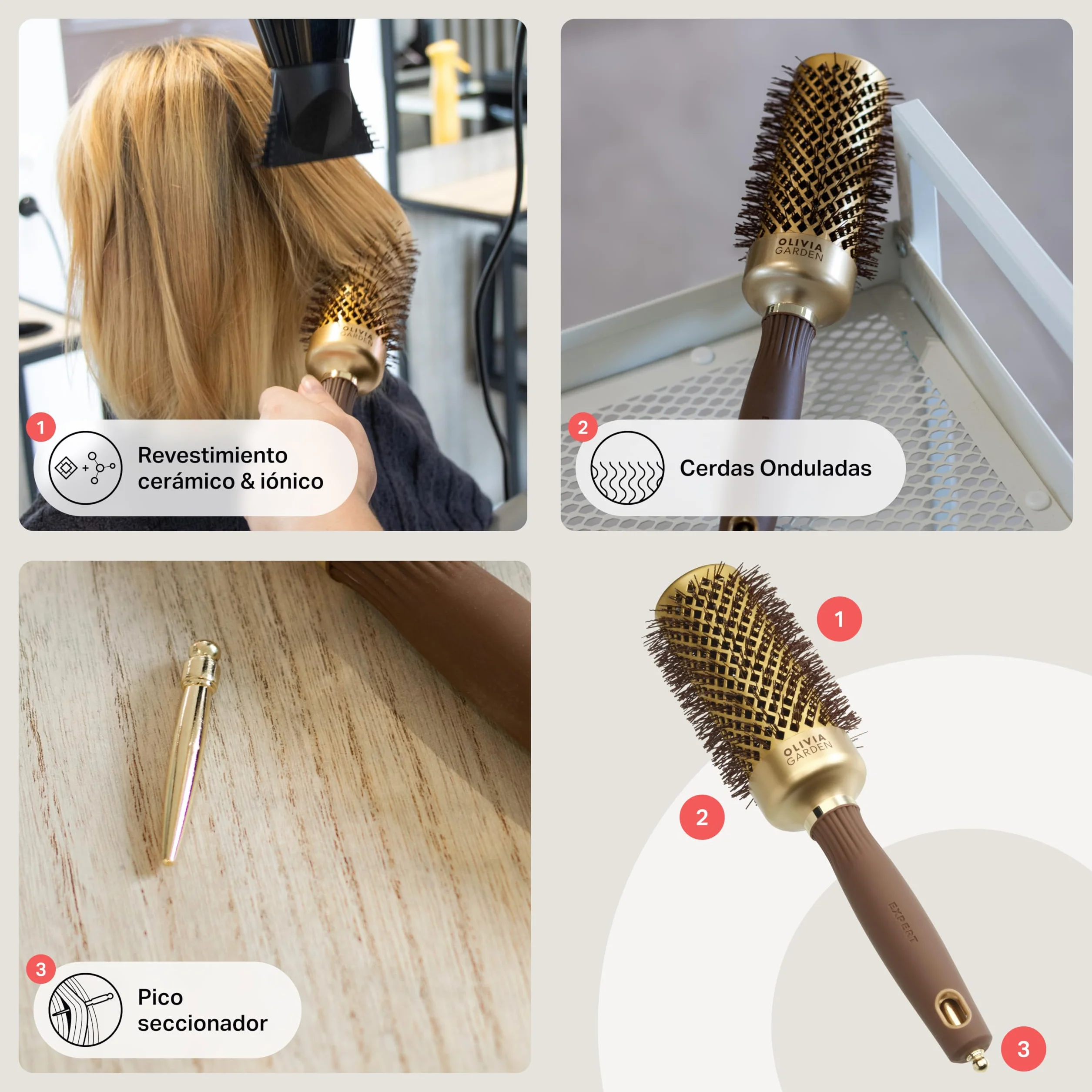Olivia Garden Expert Blowout Shine Cepillo redondo cerámica antiestática