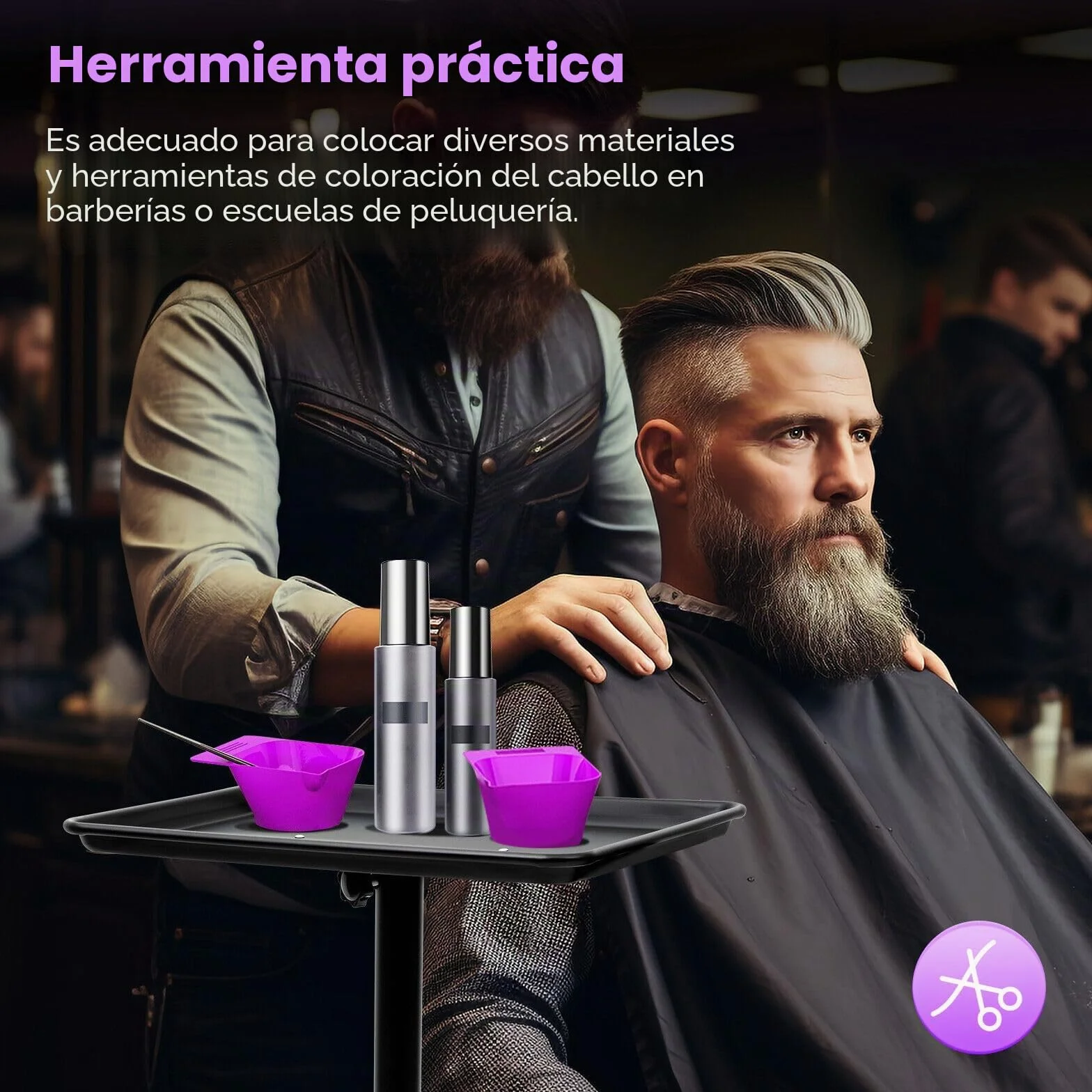 Carro de aluminio para tatuadores con ruedas, altura ajustable (Negro)