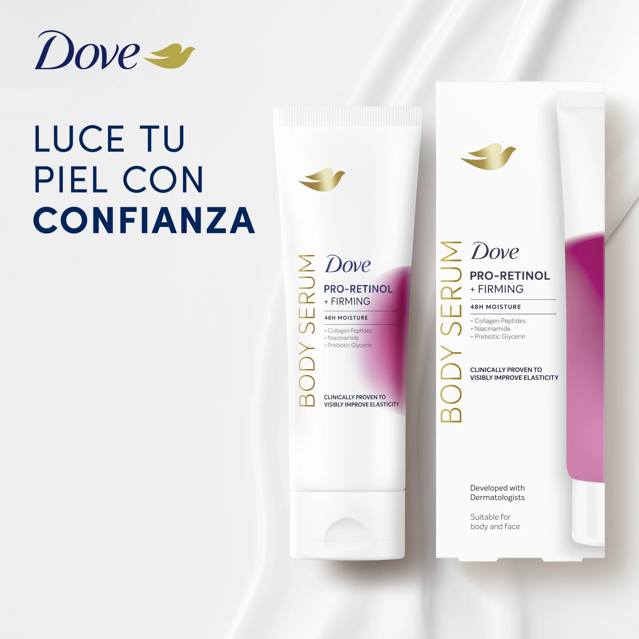 Dove Sérum Corporal Pro-Retinol+Reafirmante 200 ML con péptidos de colágeno, niacinamida y glicerina prebiótica