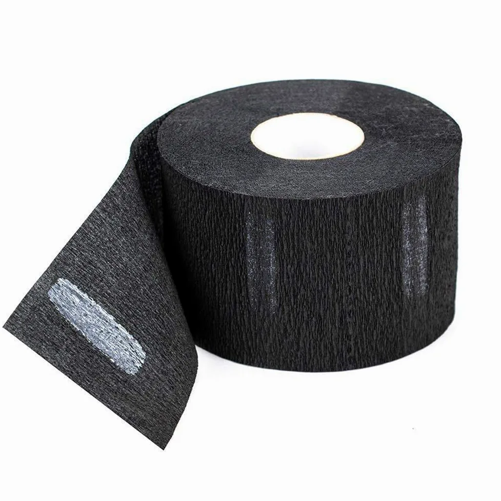 2 rollos de tiras de papel negro para el cuello, banda para el cuello de peluquería, tiras de papel para peinar, suministros de corte de pelo para salón de peluquería, tienda