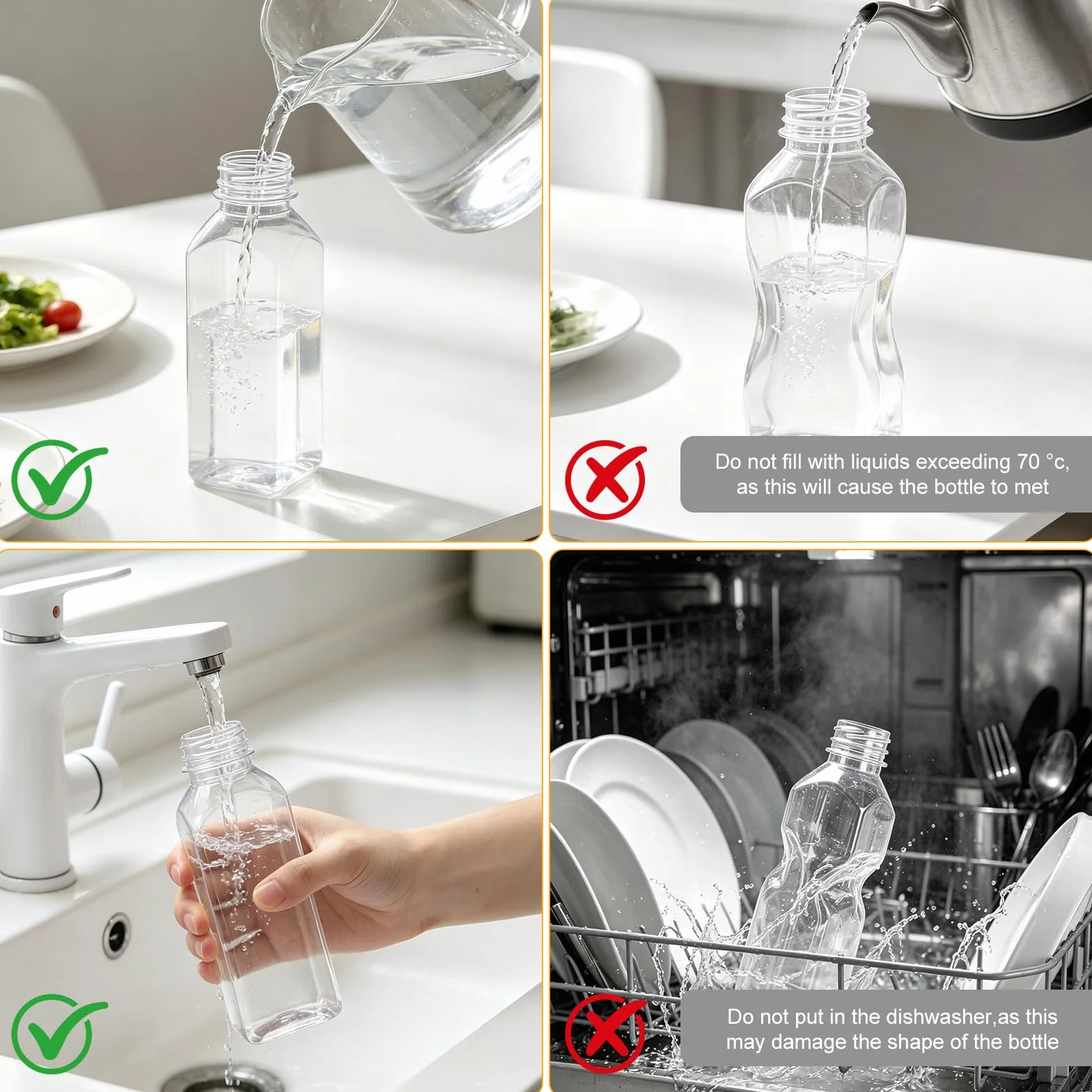 Botellas Vacías Reutilizables de 350 ml, 16 Botellas de Plástico con Tapas de Sellado, Material PET, para Jugo, Agua, Batidos, Incluye Embudo y Cepillo