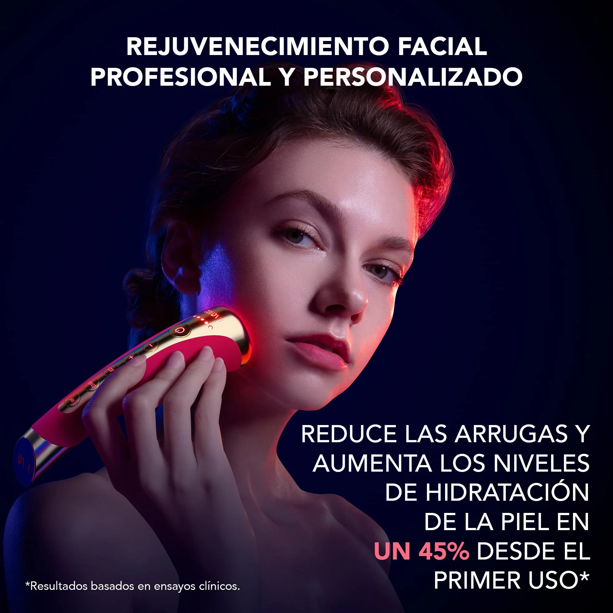 FOREO FAQ 102 Pink Ruby Radiofrecuencia Facial Profesional EMS RF 8 Luces LED Antiedad Masajeador Facial T-Sonic Cuidado Facial Mujer