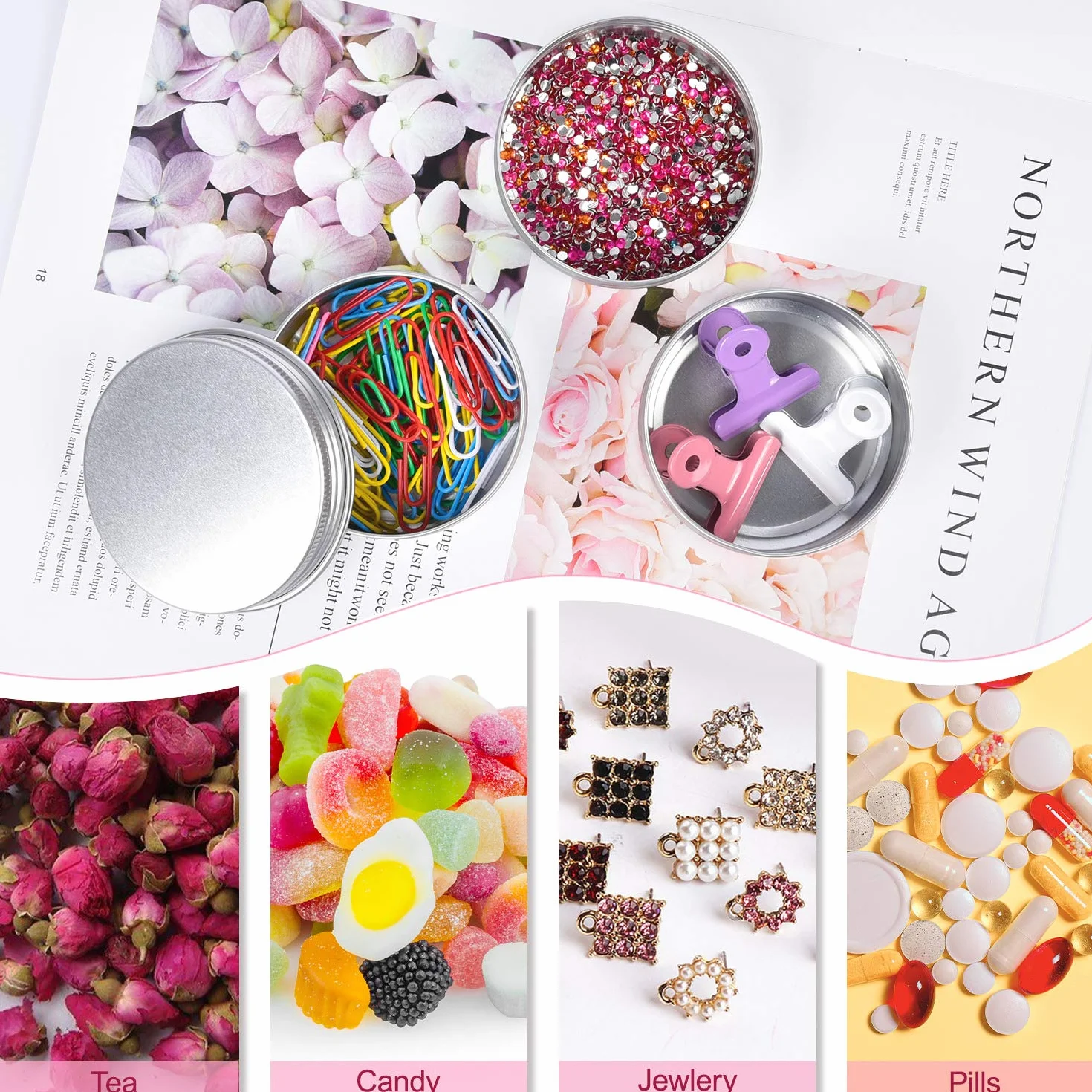 Sopito 24 Piezas 60ml Aluminio Latas Redondas de Metal con Tapa roscada para Velas, Bálsamos, Cosméticos