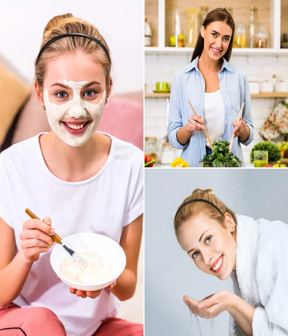 Diademas de Plástico Liso Banda del Cabello de Dientes Delgadas DIY 4 Piezas para Mujeres Niñas