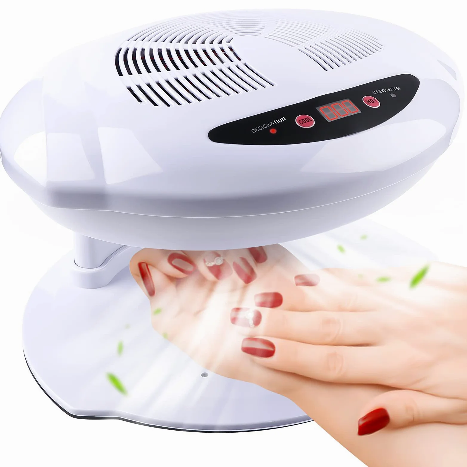 Kalolary Secador de Uñas, 400W Nail Dryer Secador con Aire Frío y Caliente Ventilador de Secado de Manicura para Manos y Pies Esmalte de Uñas Sensor Automático Uso en El Hogar y El Salón (Blanco) | Aire Frío y Caliente Ventilador de Secado de Manicura par