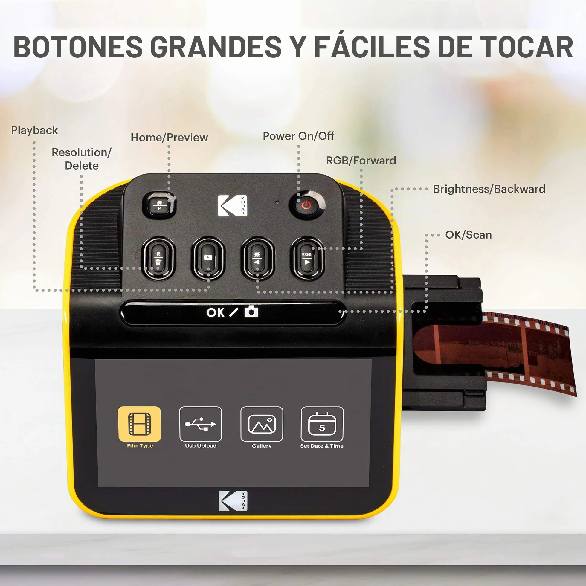 Kodak Slide N SCAN Escáner de Diapositivas 5 Pulgadas LCD 22MP 35mm 126 110 Negativos Digital JPEG