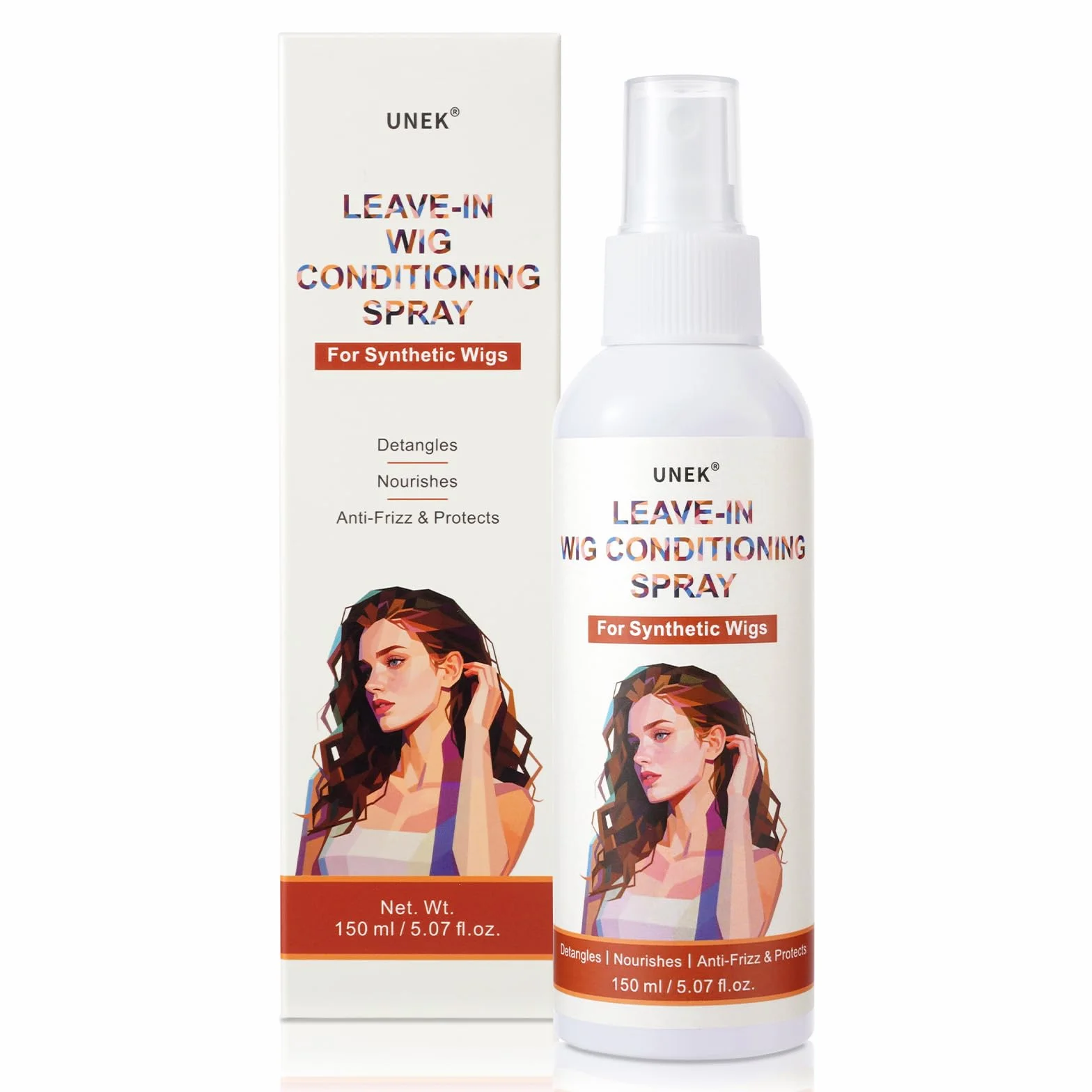 UNEK Spray para pelucas sintéticas 150 ml – Desenredo instantáneo y control del encrespamiento
