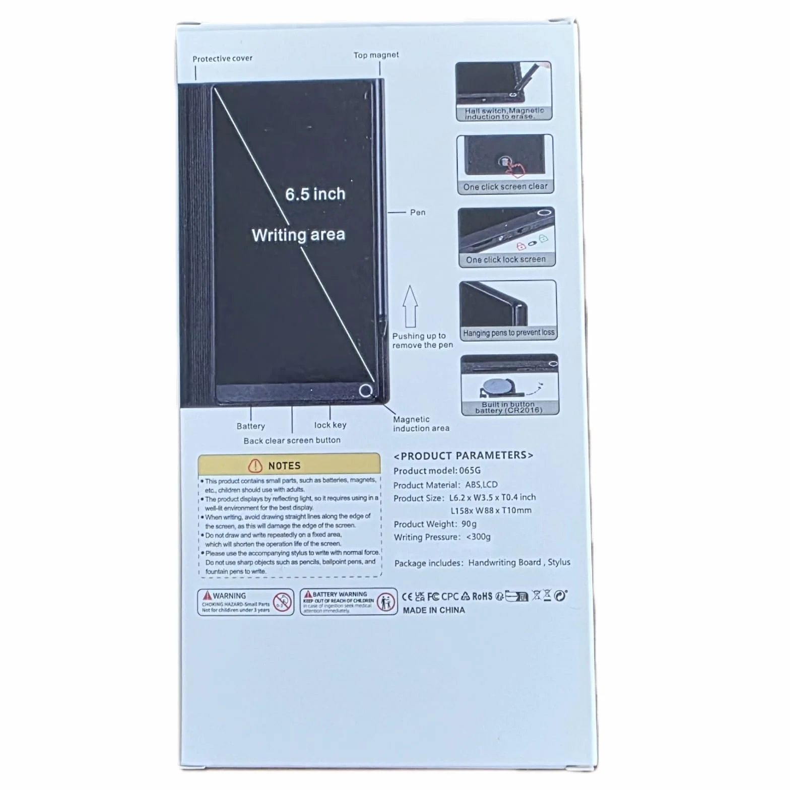 EMEBAY Tableta de escritura LCD 6.5 pulgadas bloc de notas digital borrable para niños adultos