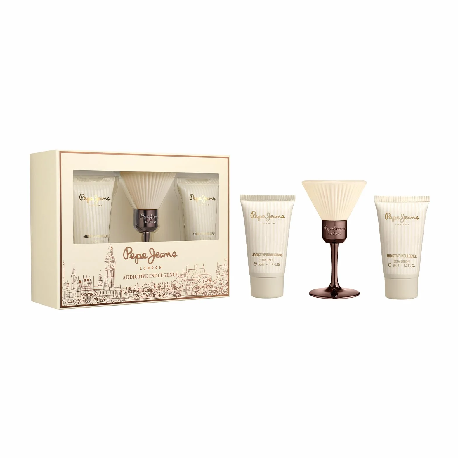 Pepe Jeans Addictive Indulgence For Her Estuche Regalo Perfumes Mujer Pack 3 Piezas Eau de Parfum 30ml Body Lotion 50ml Shower Gel 50ml Set
