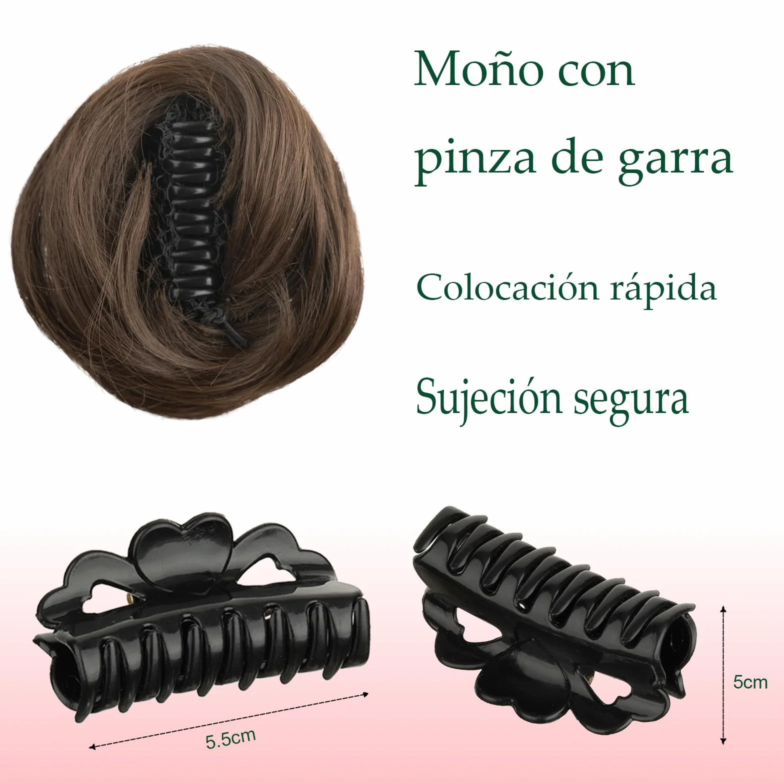 Mini Moño con Pinza, Extensión de Cabello Sintético Moño Postizo Despeinado, Space Buns Orejas de Gato