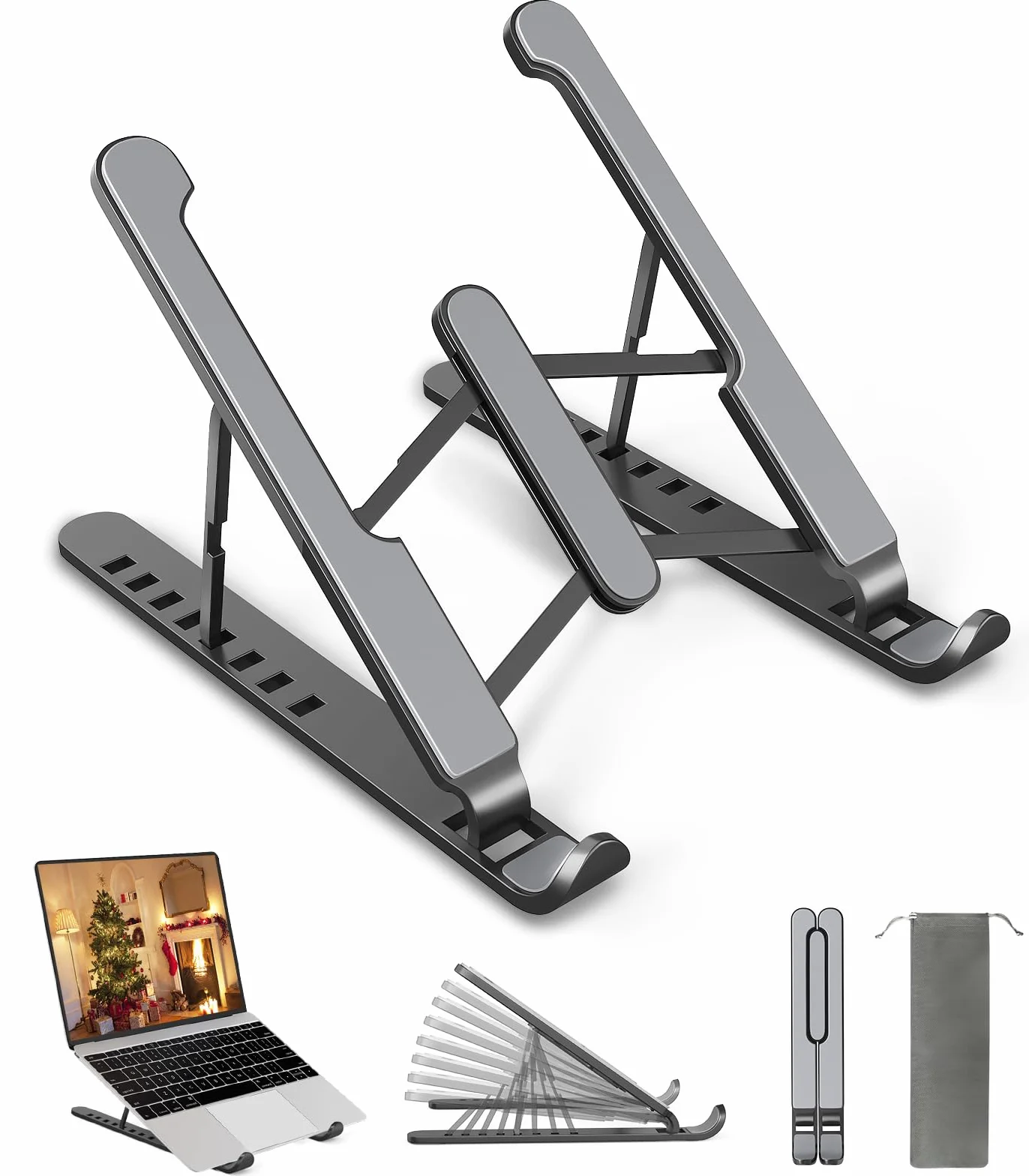 Soporte Portátil Ajustable 8 Ángulos, Laptop Stand Plástico ABS Silicona Antideslizante para Portátiles Tableta Teléfono 10-15.6"