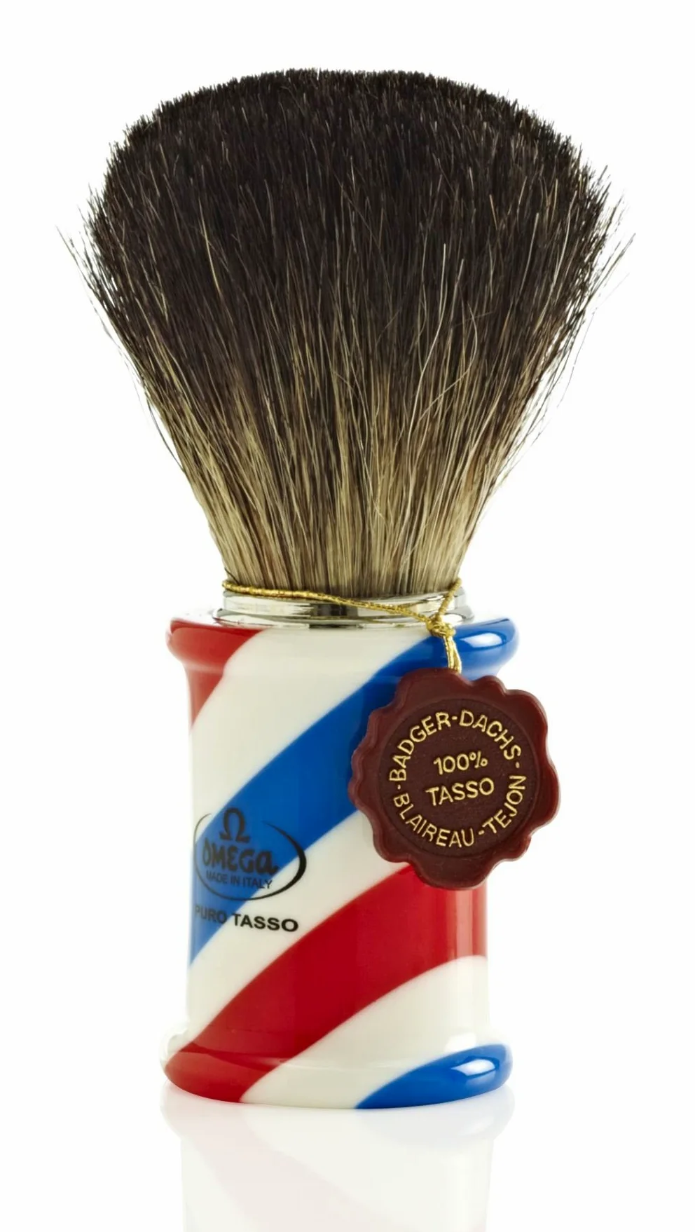 Brocha de Afeitar Tejón Negro "Barber Pole" Omega