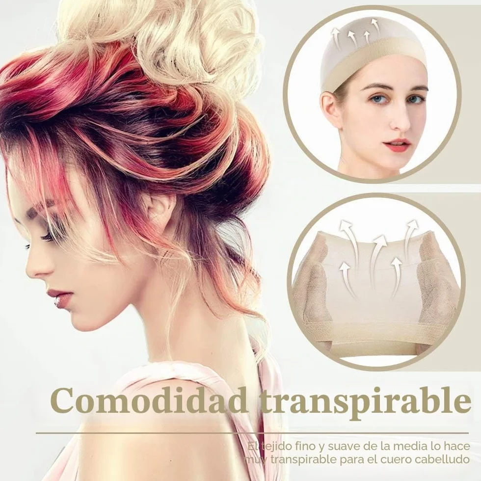 Dreamlover Gorros de Pelucas para Mujer, Casquillos de Nylon, Color Nude 12 Piezas