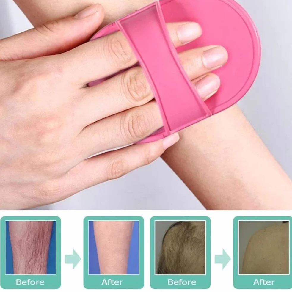 10 Piezas Set de Almohadillas de Depilación, Guante Depilatorio de Eliminar Vello de Manopla de Depilación de 2 Tamaños 8 Papeles de Lija Fino Negro de Exfoliación para Mujer Depilar labio de la cara