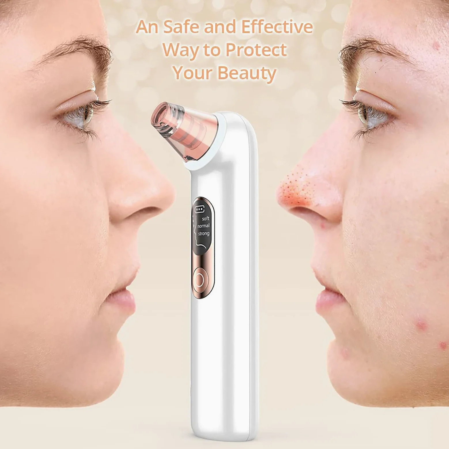 Aspirador de poros para eliminar puntos negros, herramienta extractora de puntos blancos, limpiador eléctrico de poros facial, limpiador de poros facial, herramienta de succión de puntos negros,