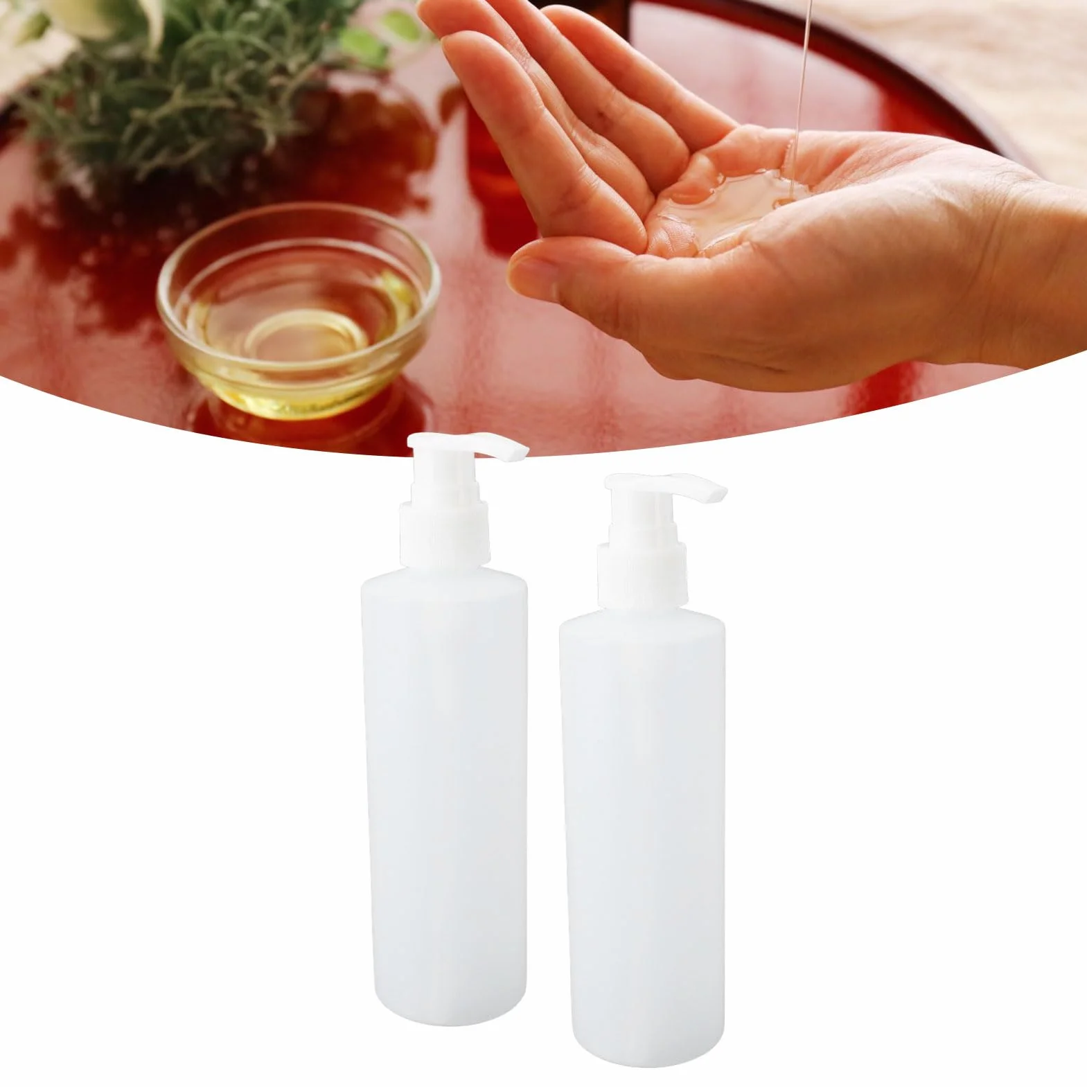 FILFEEL 2 Botellas de Repuesto para Calentador de Aceite de Masaje, Botellas de Bomba de champú Recargables para Calentador de Loción (250 Ml de Capacidad por Botella) Vacías
