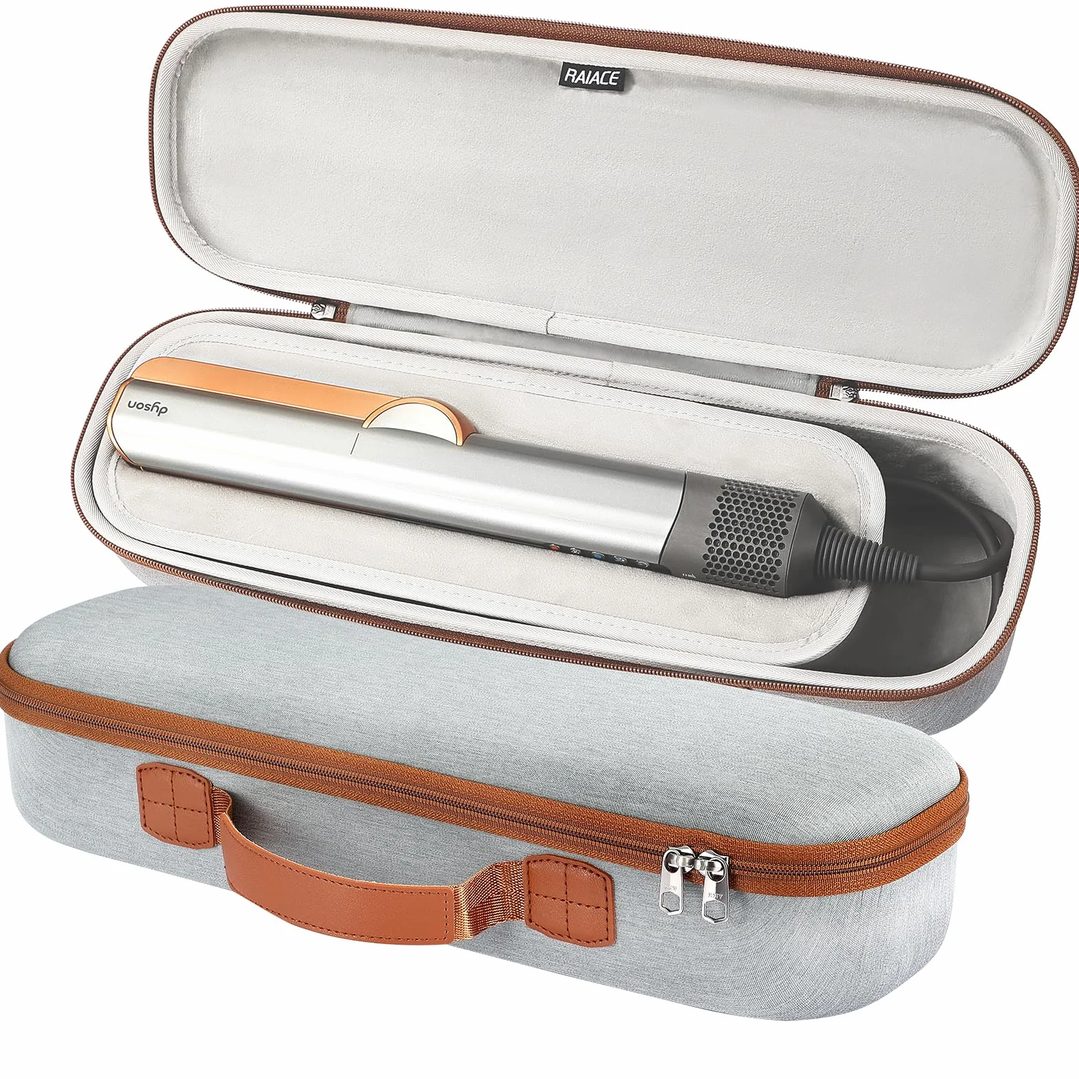 RAIACE Estuche rígido de Almacenamiento Compatible con la Bolsa de Viaje para el alisador Dyson Airstrait. (Solo Estuche)-Gris