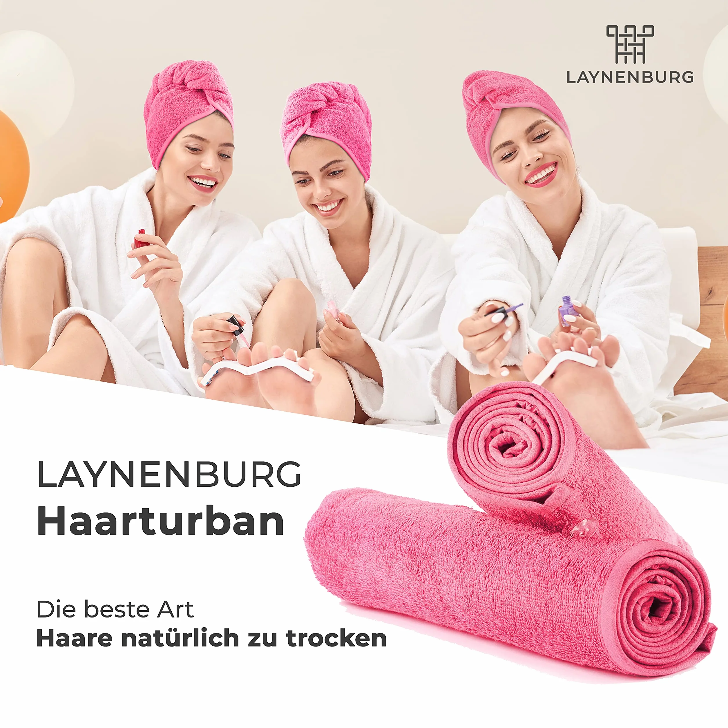 LAYNENBURG Toalla Turbante de Lujo 100% Algodón Secado Rápido Absorbente para Pelo Corto y Largo Antracita