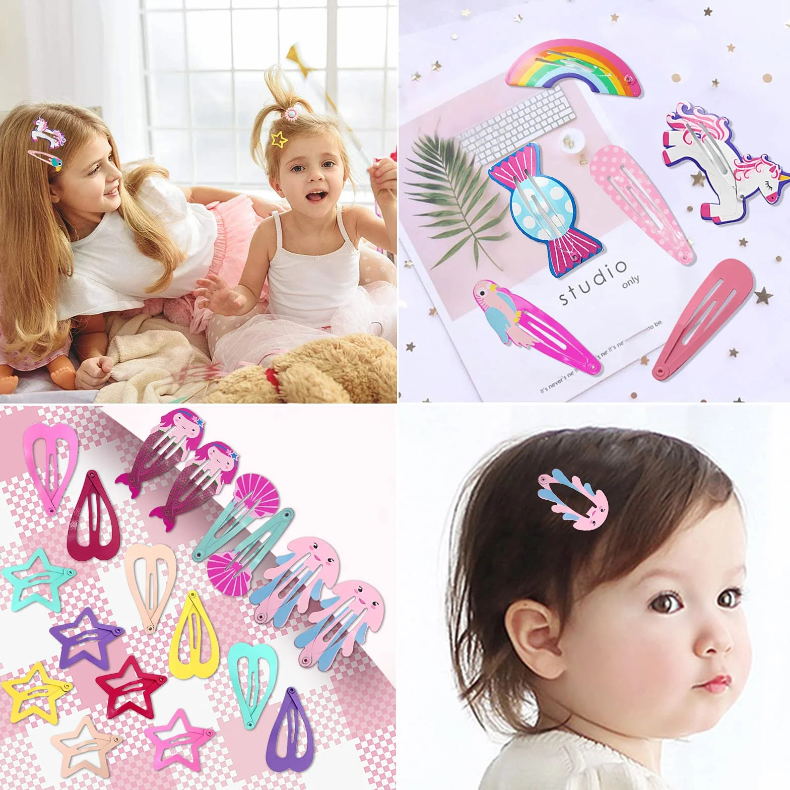 VEGCOO 172pcs Accesoris para Niña Clips Pelo y Gomas Pelo Pinzas Horquillas Pelo Regalo Navidad