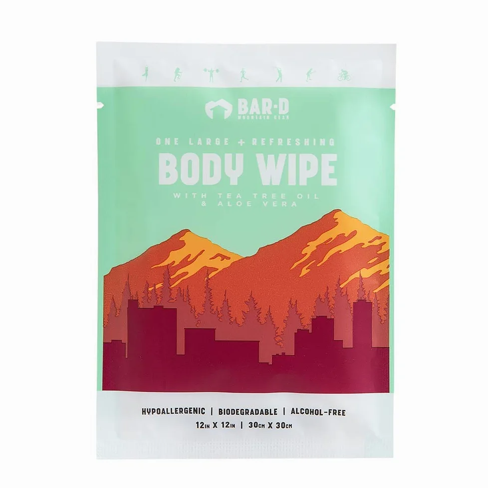 Bar-D Toallitas limpiadoras faciales y corporales para mujeres y hombres, toallitas de ducha biodegradables envueltas individualmente con aceite de árbol de té y aloe vera (20 unidades/caja)