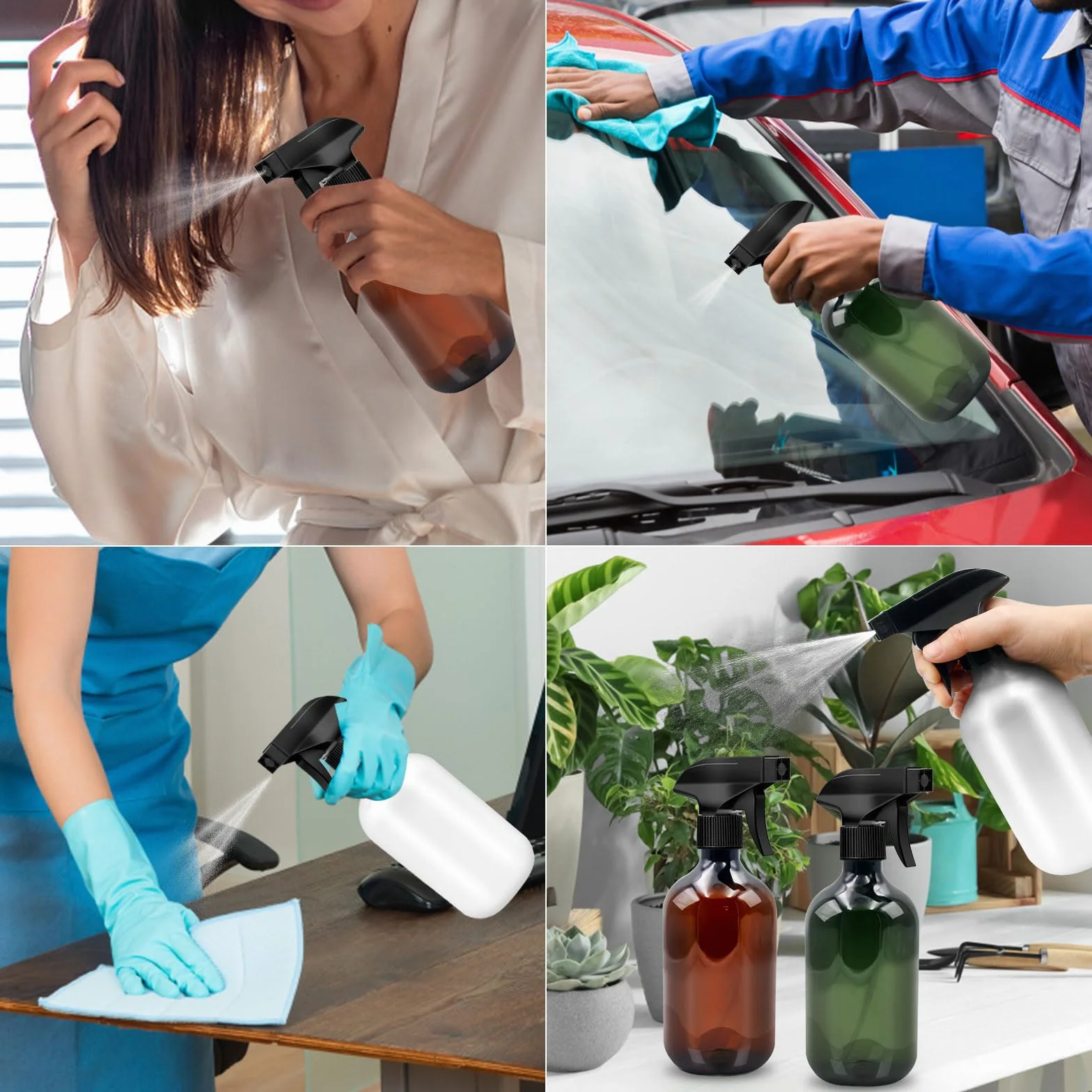 Botellas pulverizadoras vacías 500 ml paquete 2 para plantas puntas ajustables marrón
