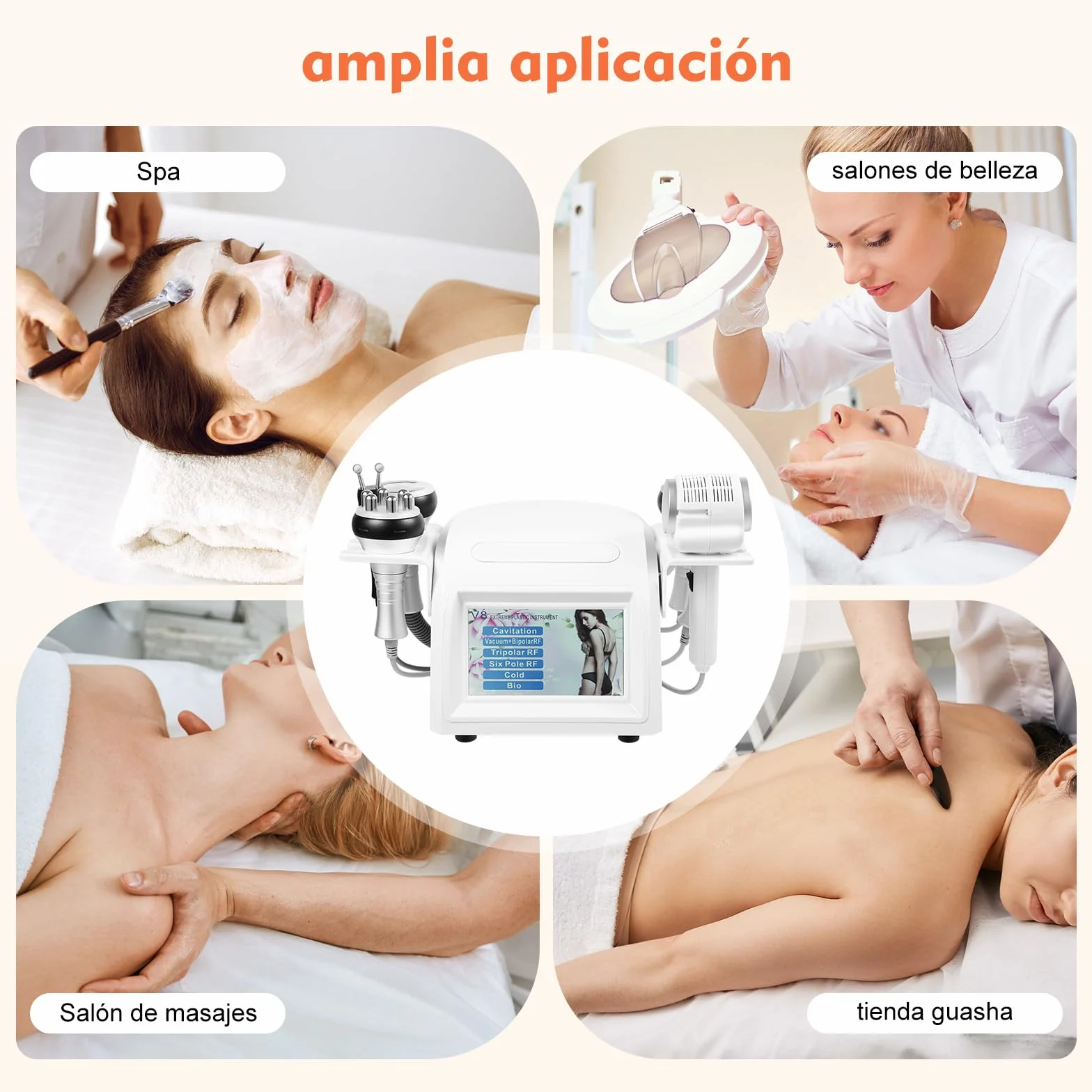 Máquina de cavitación 6 en 1 radiofrecuencia reafirmante modelado piel cuerpo rostro 40K