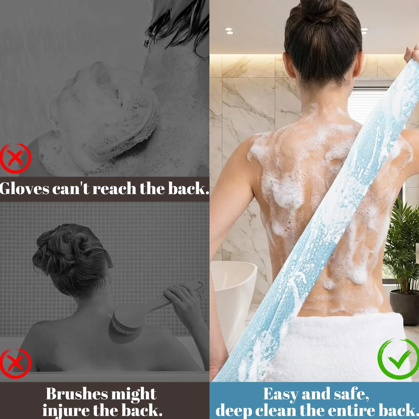 Toalla Exfoliante Japonesa Extra Largo para Ducha - Exfoliación y Eliminación de Células Muertas (Azul)