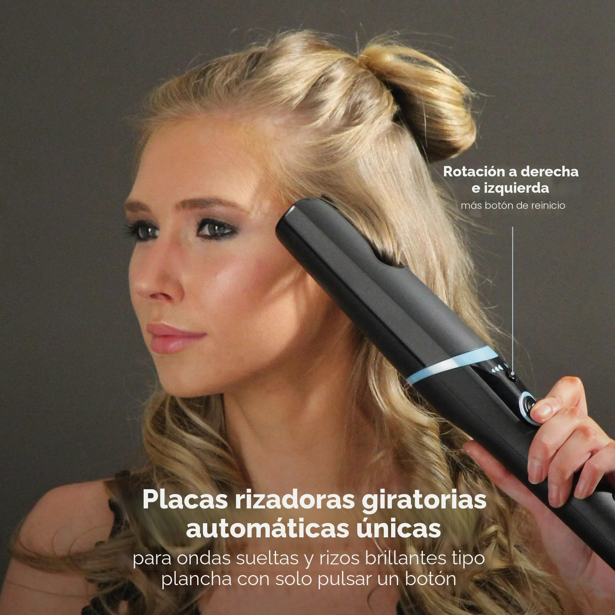 REVAMP PROGLOSS AUTO WAVE and CURL Rizar el cabello con placas móviles en sentido horario y antihorario Suelta el cabello brillante y ondulado