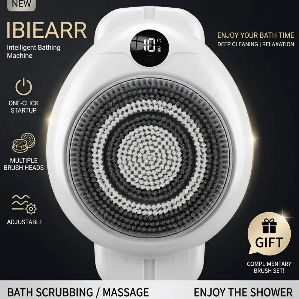 Limpiador eléctrico de espalda para ducha, cepillo exfoliante montado en la pared, limpiador corporal automático manos libres para duchas domésticas, limpia profundamente la espalda, 3