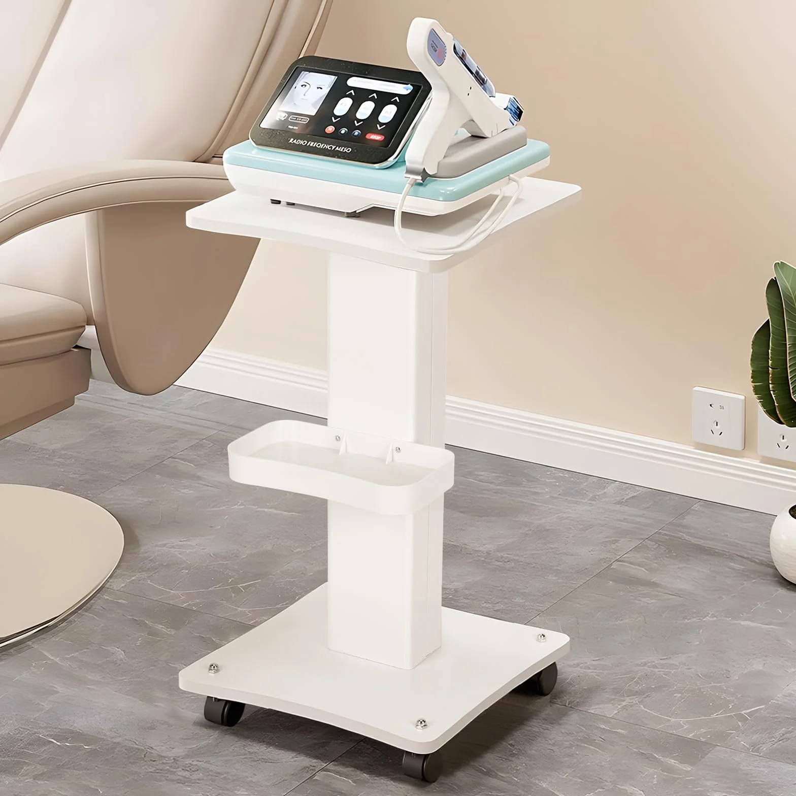 Carro de cosméticos con ruedas ABS 67x34x37.5 cm portátil Beauty Salon Trolley