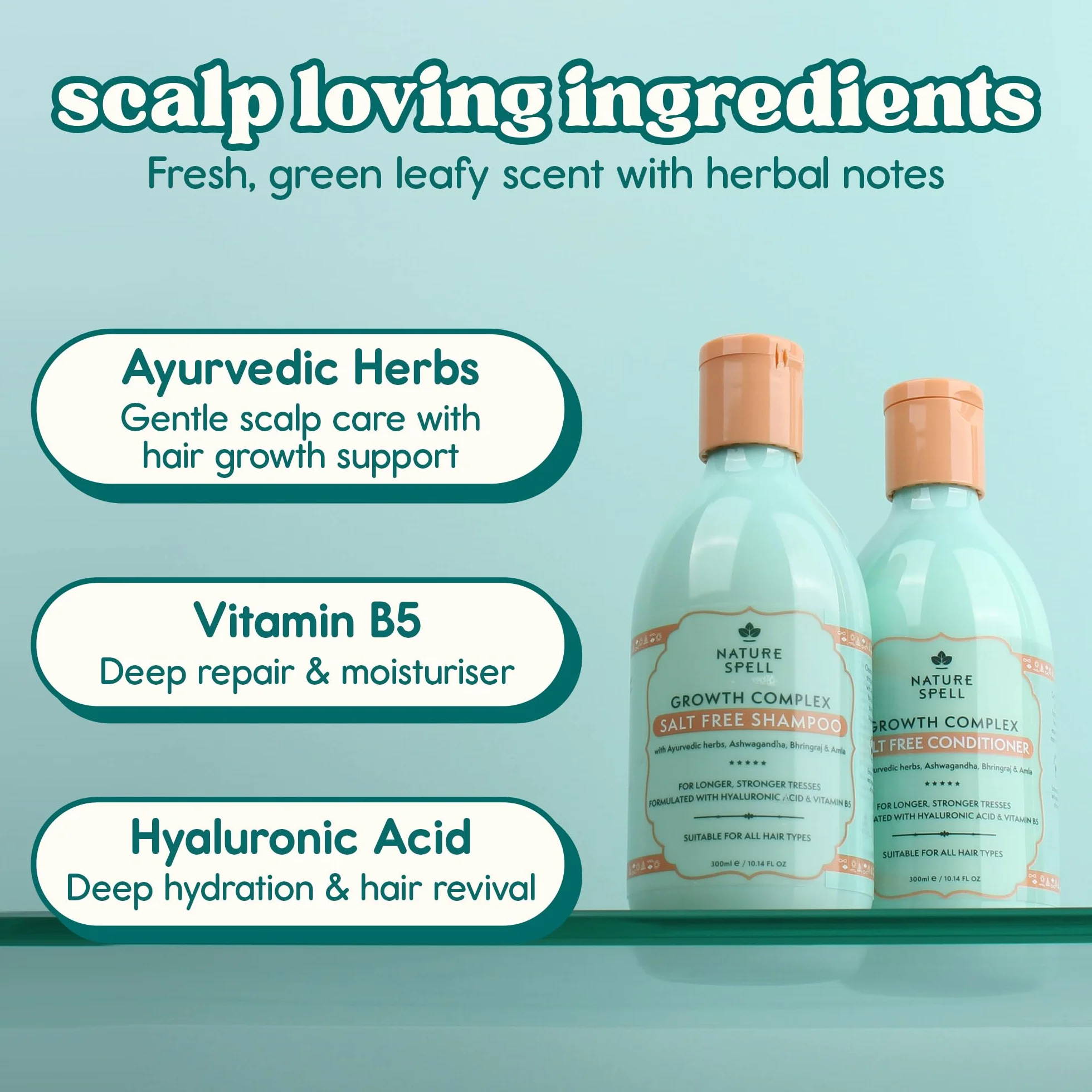 Nature Spell Hair Growth Trio, aceite de romero prediluido para cabello y cuero cabelludo, champú y acondicionador sin sulfatos