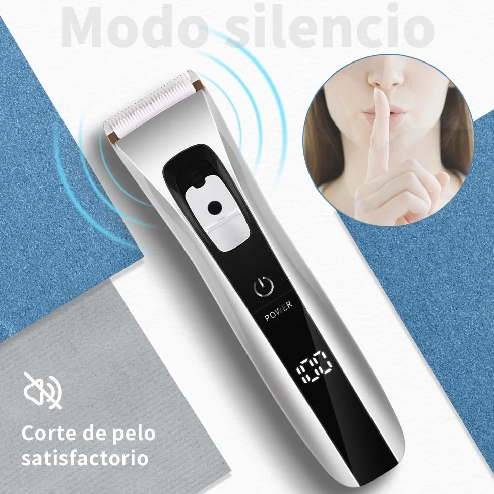 Cortapelos Inalámbrico Hombre, Máquina Cortar Pelo Profesional, Cuchilla Cerámica Titanio Ajustable, 8 Peines, 150 min Autonomía