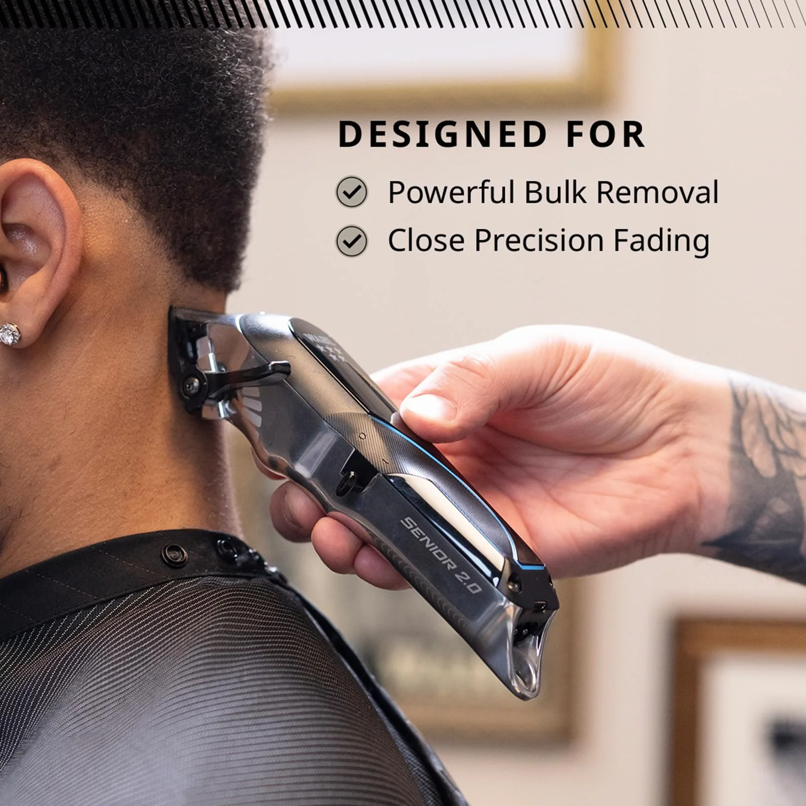 Wahl Senior 2.0 - Cortadora Profesional Inalámbrica para Barberos - Motor 8000 RPM con Control Adaptativo - Cuchilla DLC Zero Gap - Hasta 2,5 Horas de Uso - Con Base de Carga
