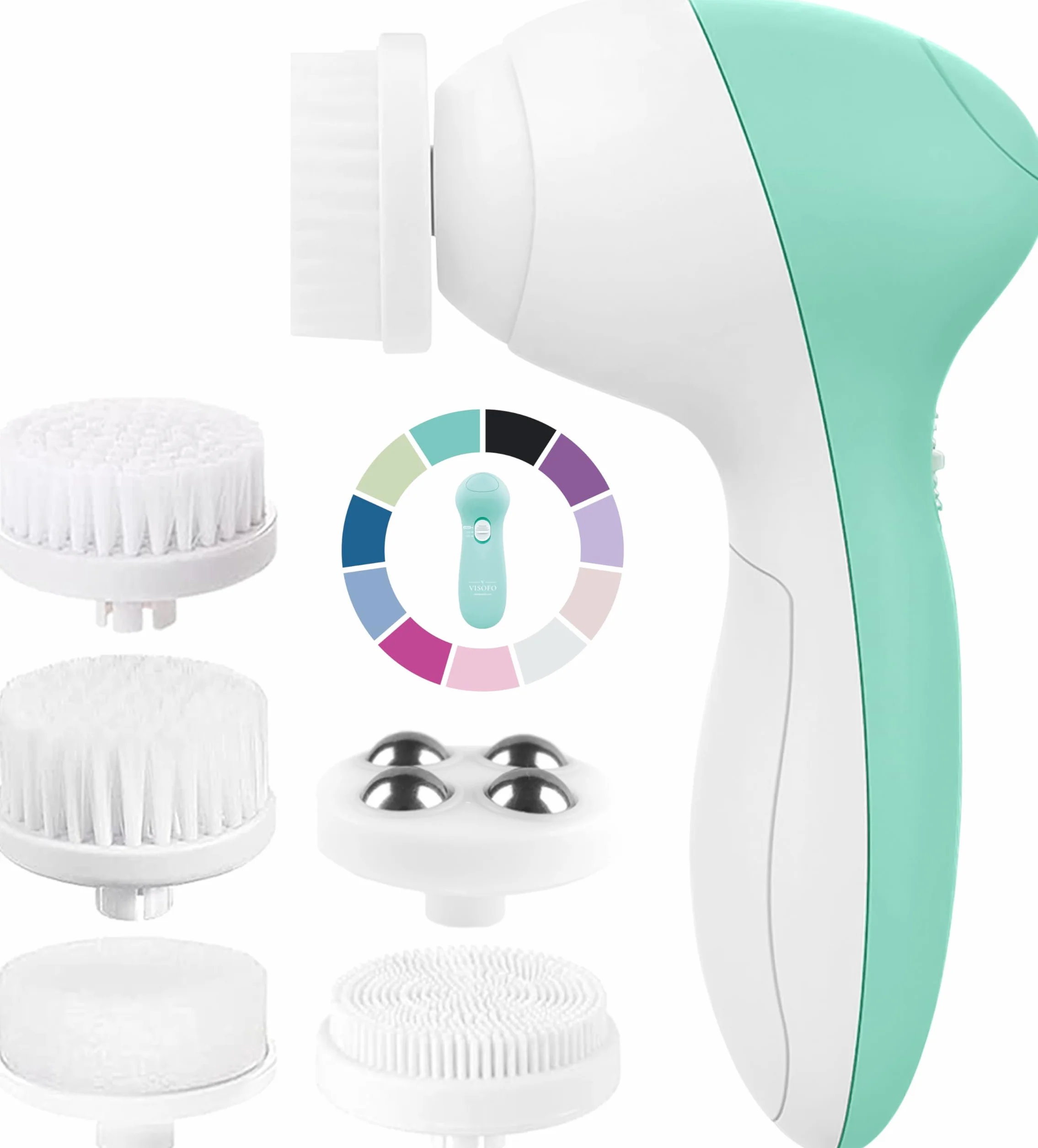 Cepillo de limpieza facial exfoliante rotación potente 7 cabezas para piel grasa mixta normal seca