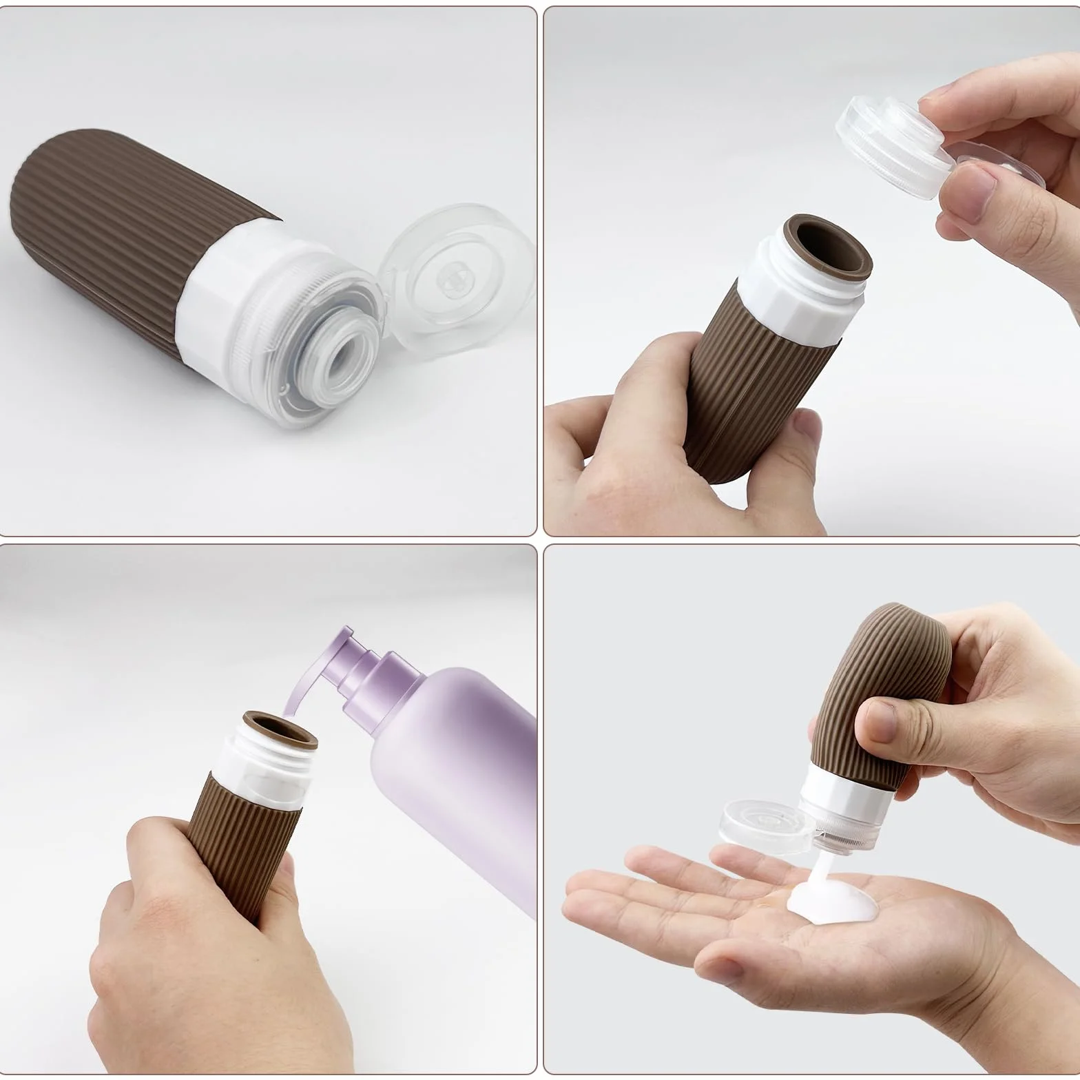 Viajes Travel Bottles Silicona 100ml 4Pcs Kit Champu Envases Frascos Silicone Avion Liquido Rellenable Botella