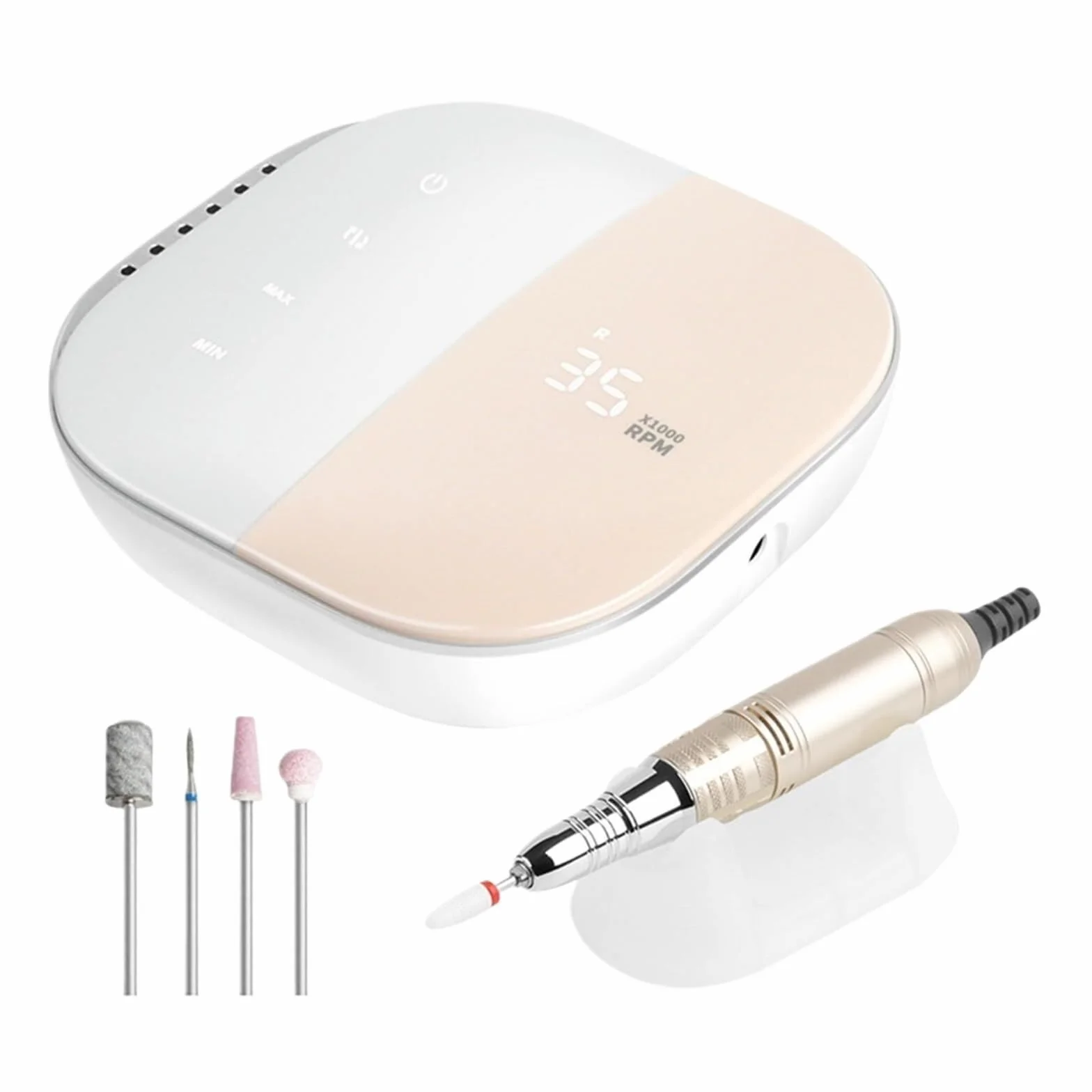 Taladro de uñas, Taladro Eléctrico Para Uñas, 35000 RPM Con Pantalla Táctil, Máquina De Manicura Pulidora Inalámbrica Recargable Para Entrenamiento Y Uso Doméstico para uñas acrílicas(Gray)