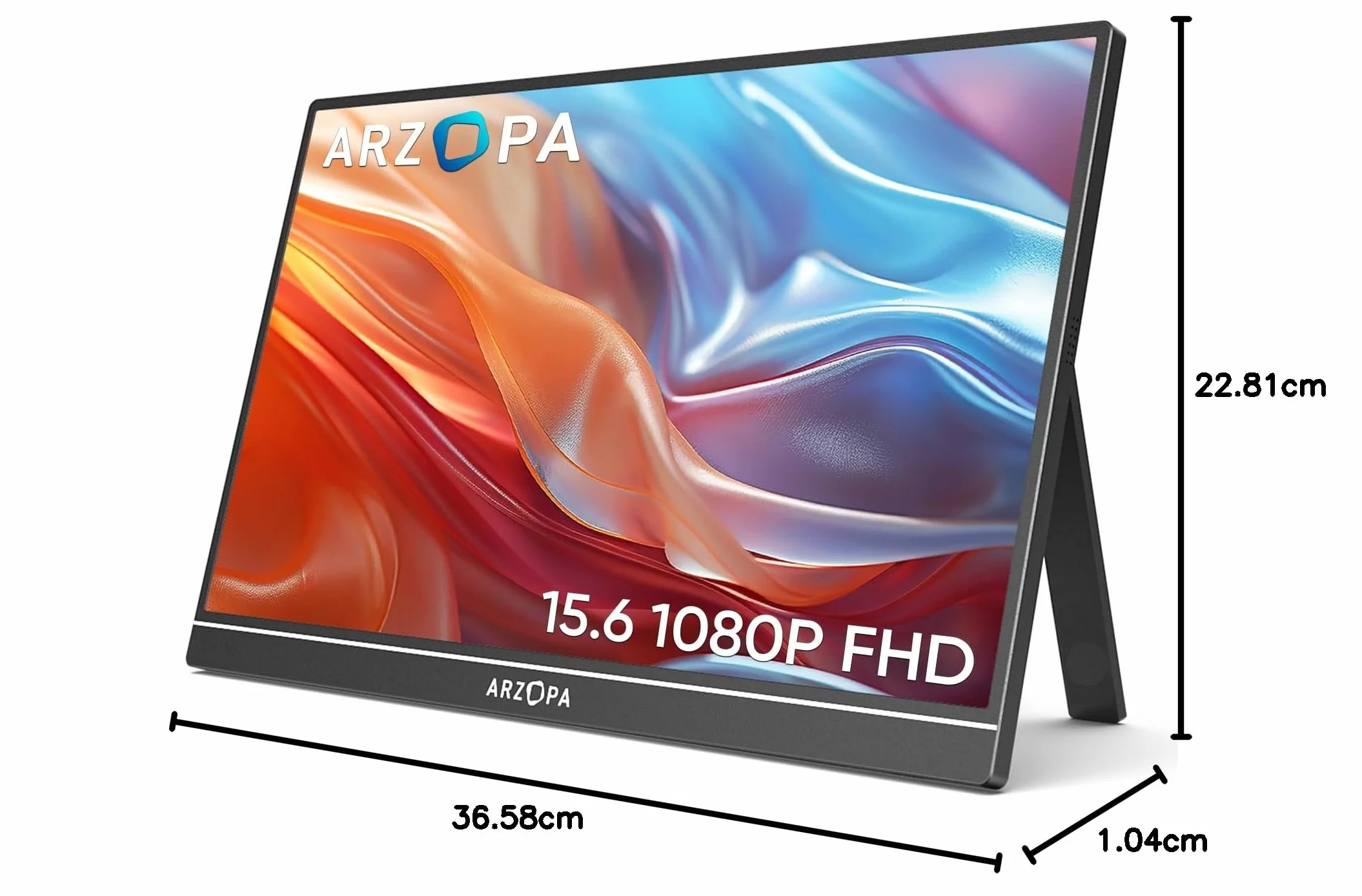 ARZOPA Monitor Portátil IPS FHD 15,6" 1920×1080 con Soporte, Segunda Pantalla Ultradelgada para Portátil/PC/Mac/PS3/4/5/Xbox - A1