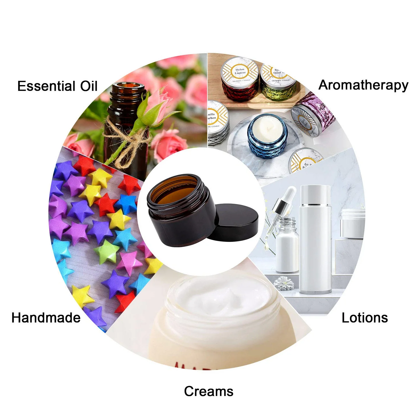 EnchengEncheng Amber-Clear 2 oz y 4 oz tarros cosméticos, 40 Paquete, 60 ml/ámbar/40 unidades, 2.00[set de ]