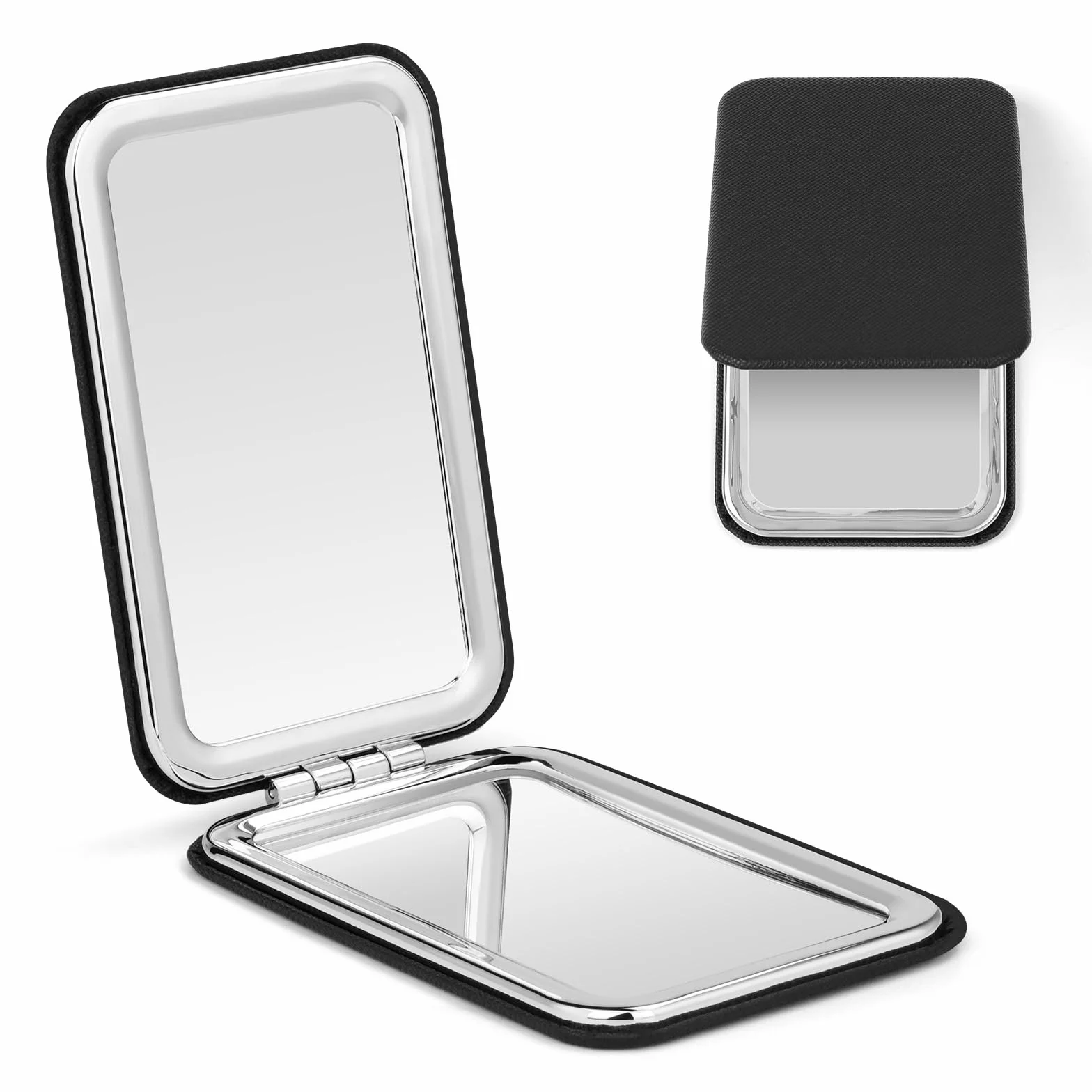 OSDUE Espejo de Bolsillo Compacto Doble Cara Plegable Viaje Maquillaje Negro