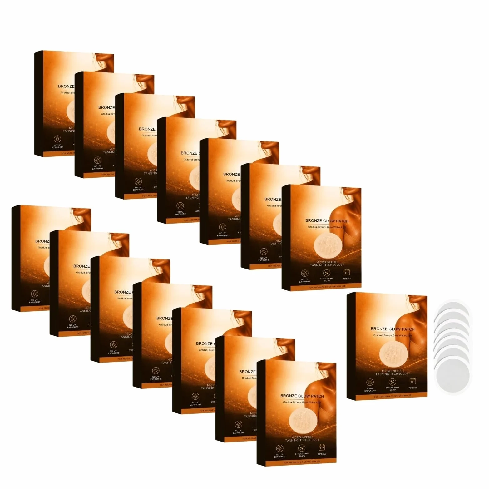 Parches autobronceadores de microagujas | Bronceado suave y sin UV para el vientre y la parte superior de los brazos Tan Parches para la piel y naturalmente sin exposición al sol