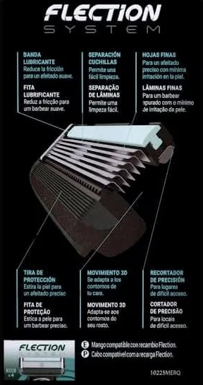 Maquinilla de afeitar Flection System 6 hojas Deliplus + 1 paquete de 4 cuchillas de recambio incluidas