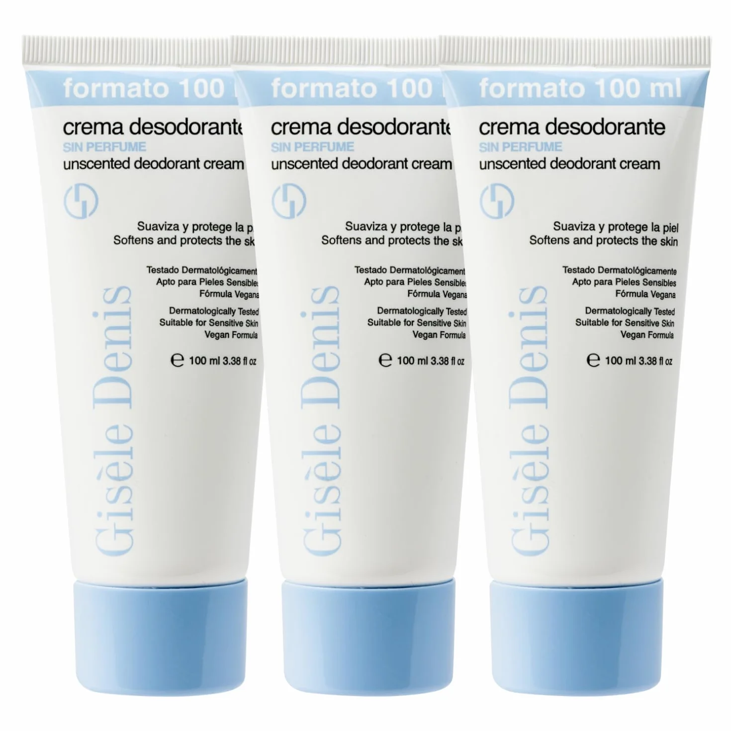 GISÈLE DENIS Desodorante en Crema sin Perfume 3x100 ml Triple Efecto sin Alcohol Fórmula Vegana