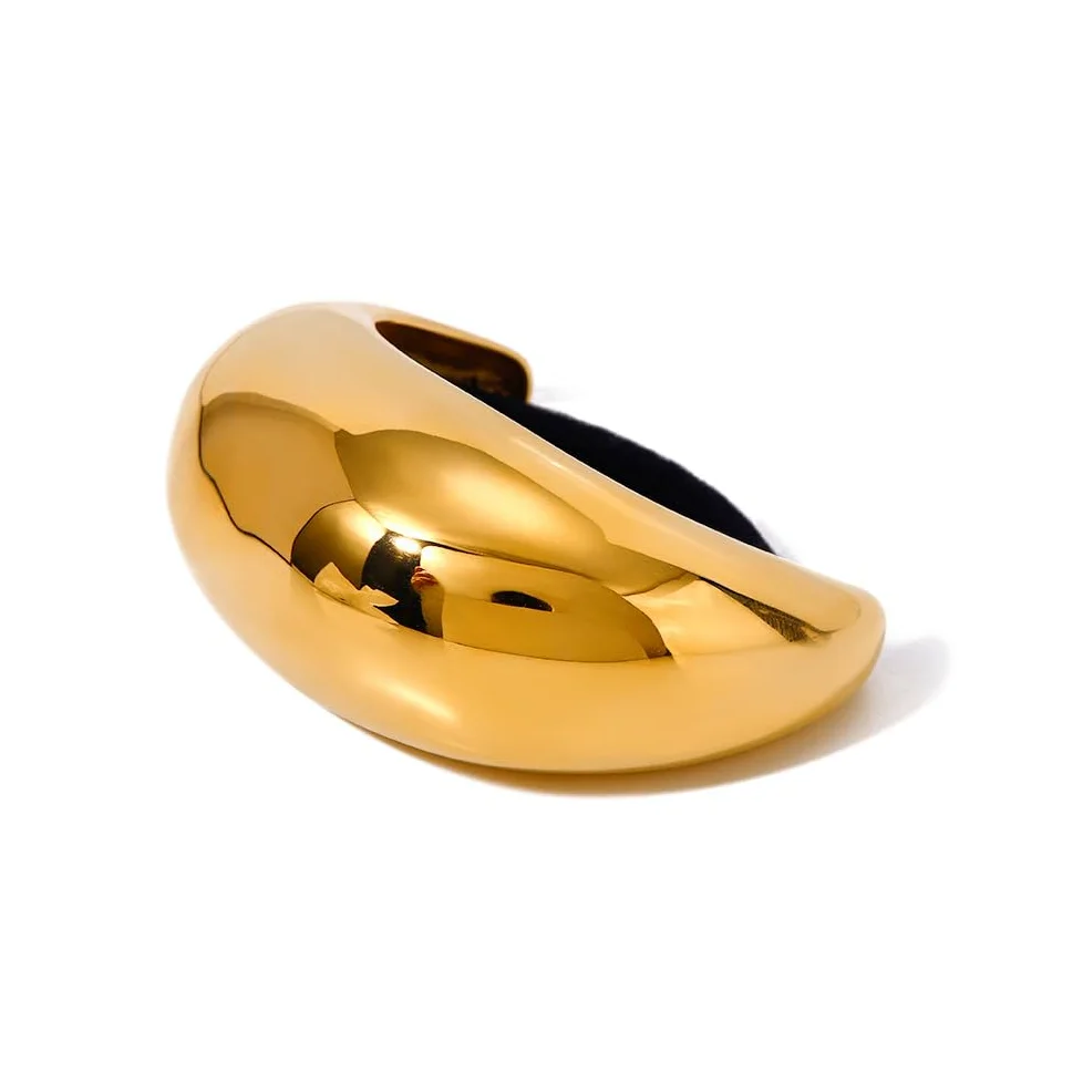Lazos para el pelo de acero inoxidable, oro de 18 quilates, gruesos, coletas para mujer, brillantes soportes elásticos para coleta, accesorios geométricos dorados y plateados (tamaño grande dorado)