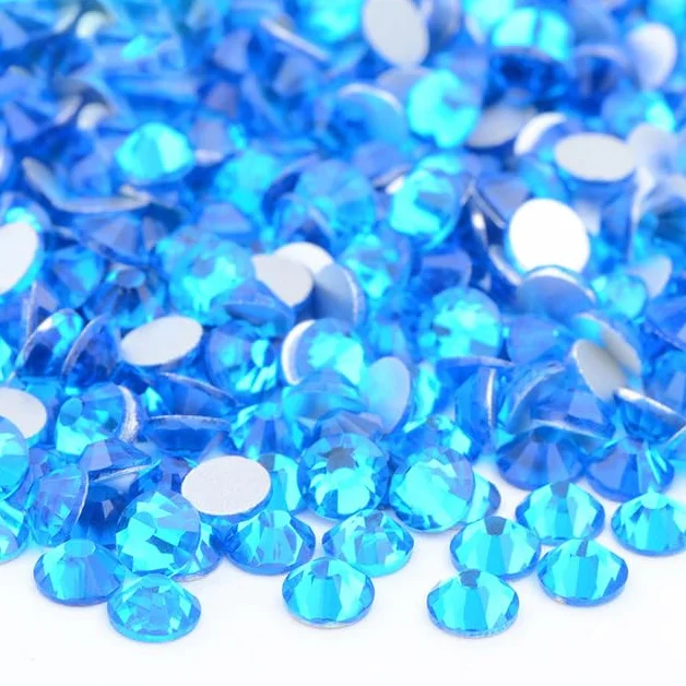 Wholesale 100 Bruto SS6 8 10 12 16 20 30 Cristal Rosa Violeta Parte trasera plana Cristal Rhinestone Bulk Pegamento en la decoración de uñas Piedra-02 Crystal AB, ss6 100gr 14400pcs 16 Capril Blue ss8
