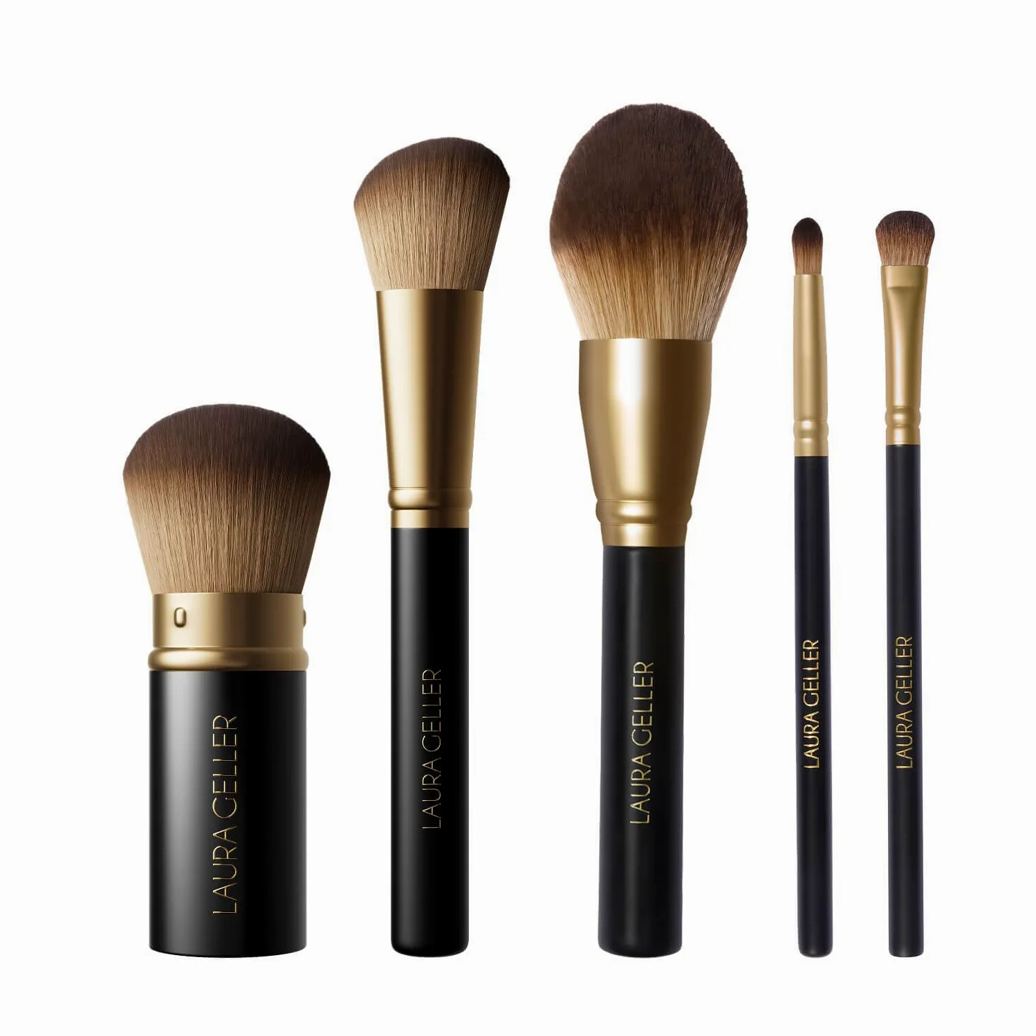 LAURA GELLER NEW YORK Brochas de maquillaje profesional cosméticas, libres de crueldad, juego de 5 brochas de cara completa 05