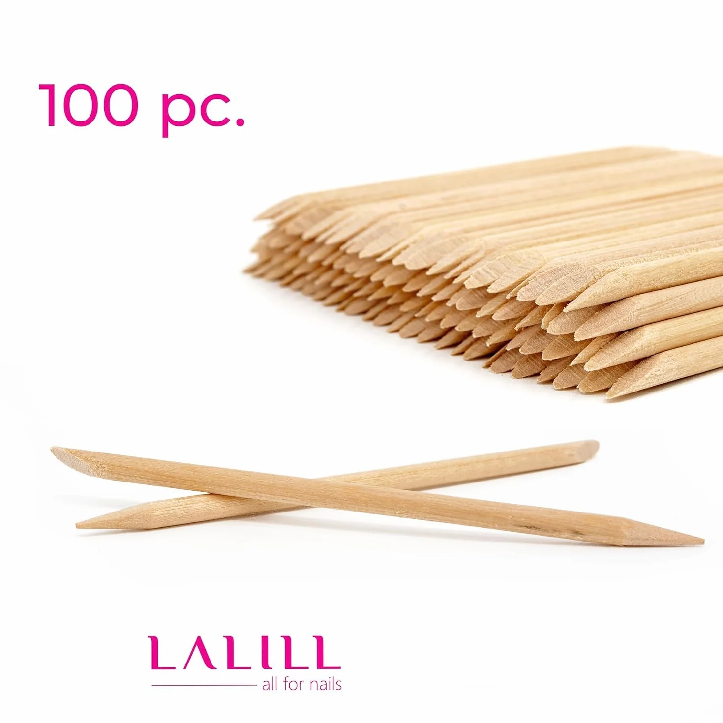 LALILL Palitos de Naranjo 100 Piezas - Palillos de Madera para Cutículas - Manicura, Pedicura, Nail Art, Uñas, Belleza, Pestañas, Tatuajes, DIY
