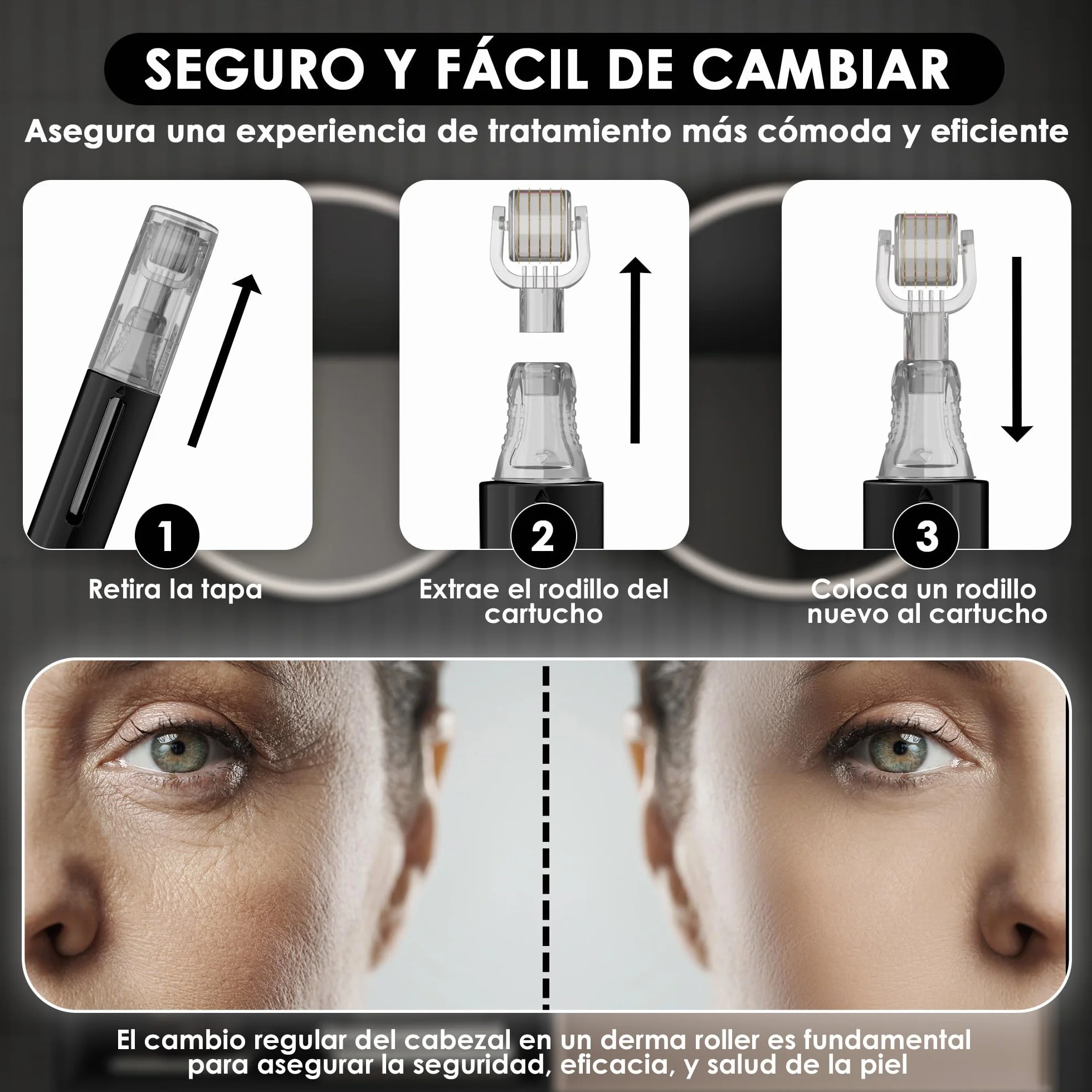 HAMINOS Cabezal 1 mm 105 Agujas de Titanio para Derma Roller